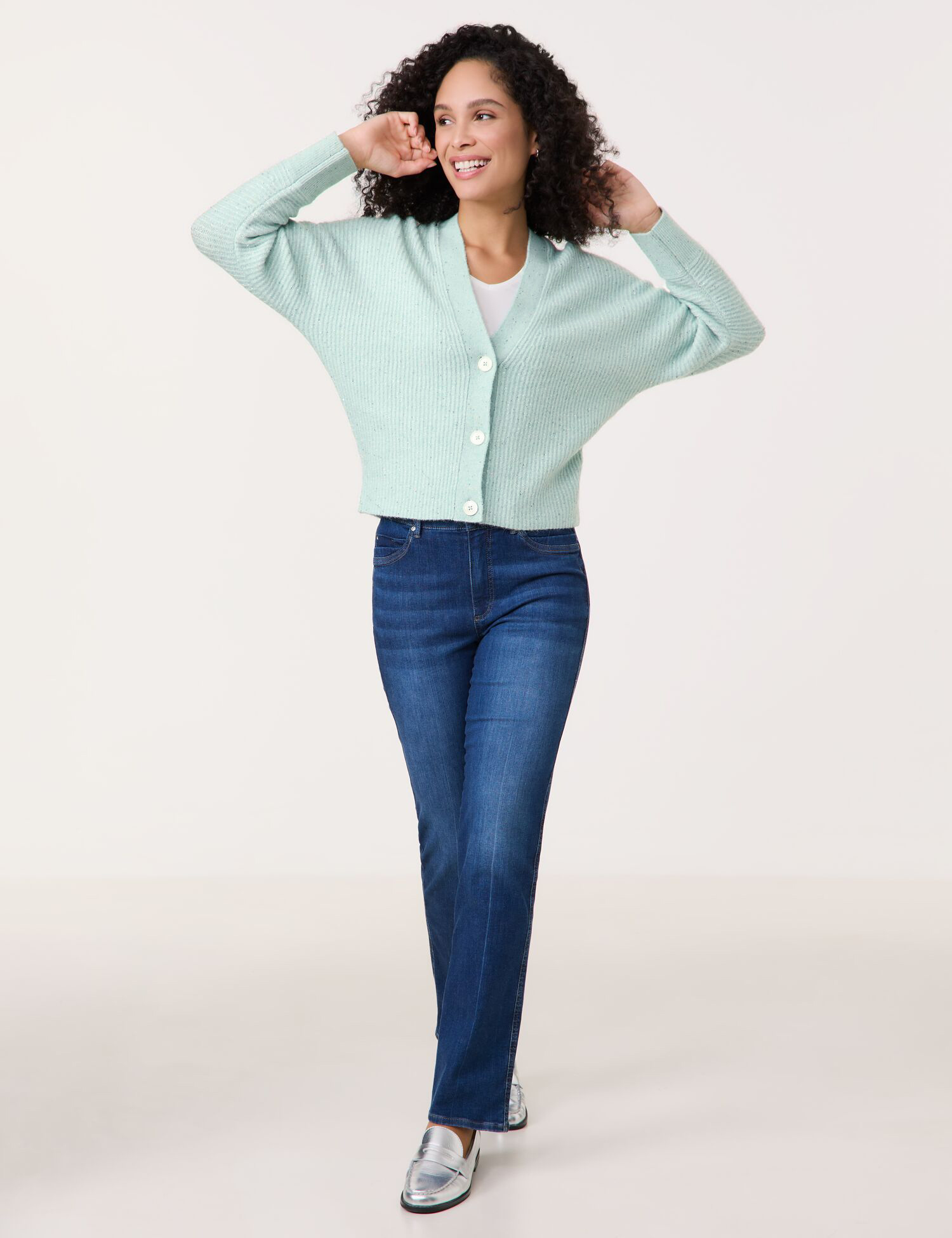 Edel glitzernde Strickjacke aus Alpaka-Woll-Mix