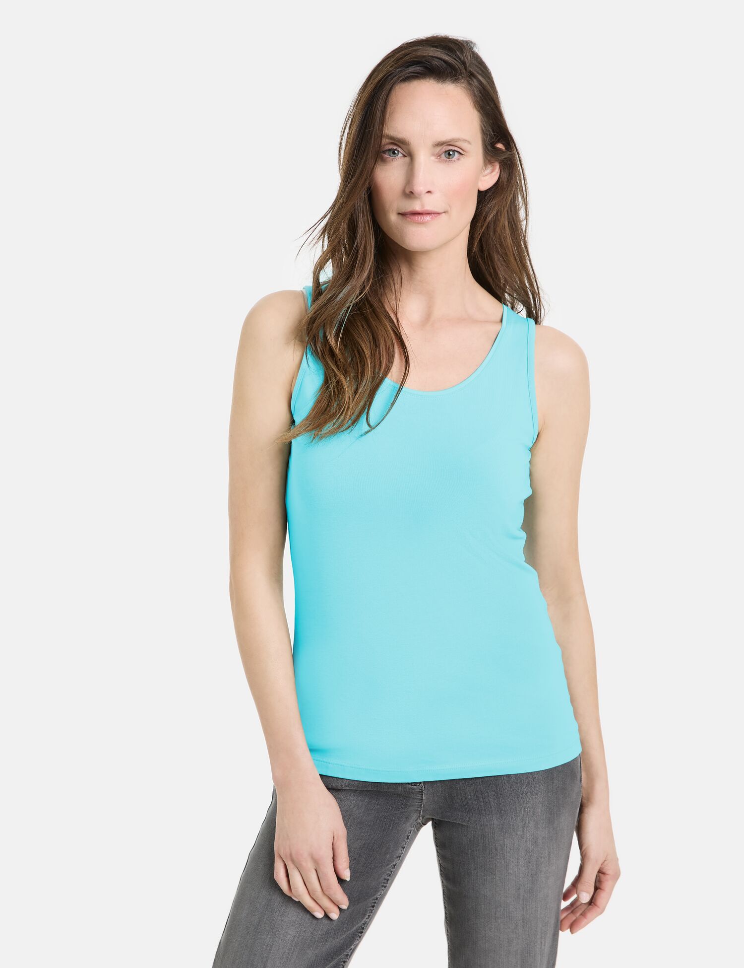 Basic Top aus nachhaltigem Baumwoll-Elasthan | aqua splash | 48 