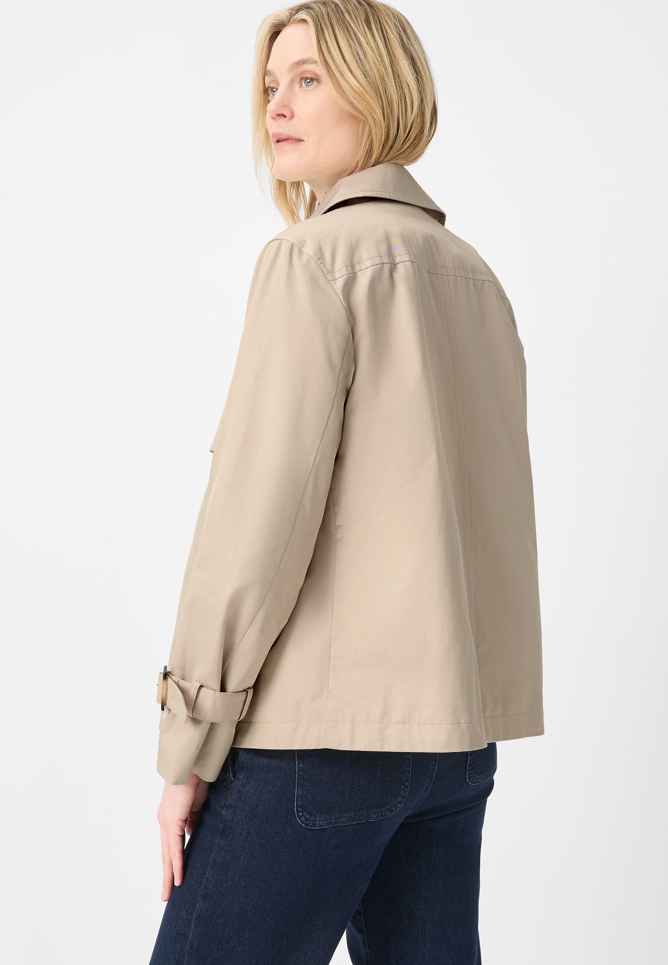 kurze Trench-Jacke doppelt geknöpft aus Baumwoll-Mix