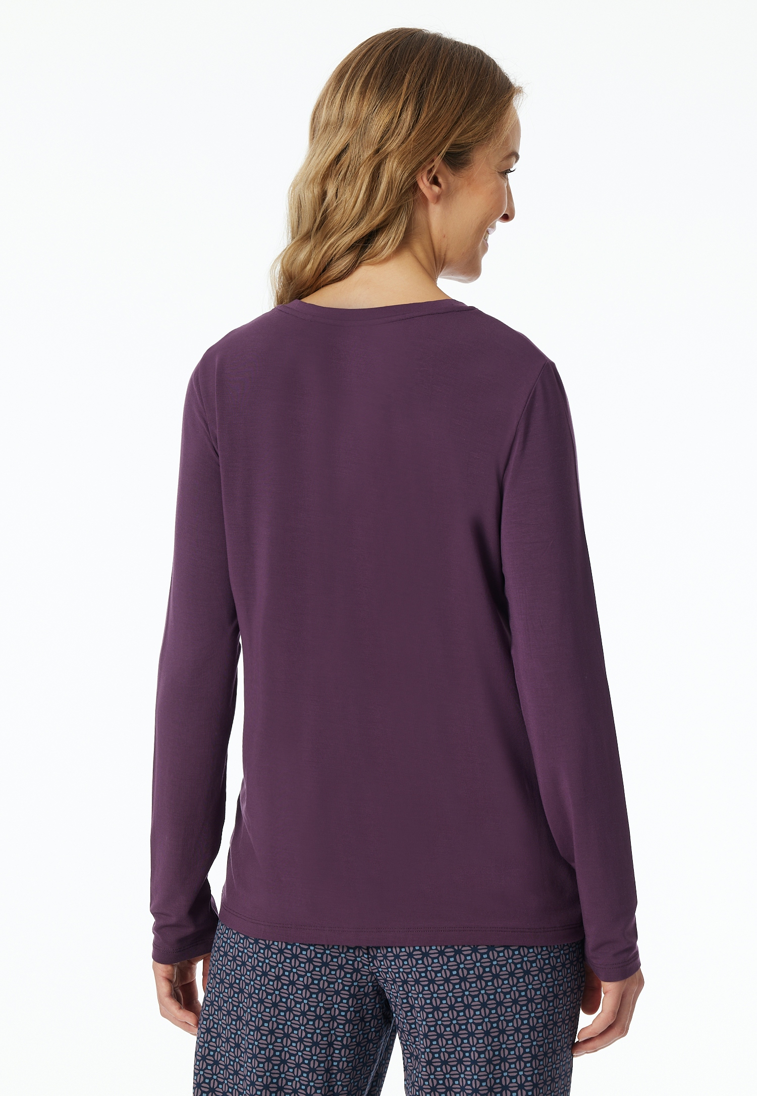 unifarbenes Damen-Loungeshirt aus Modal-Single-Jersey