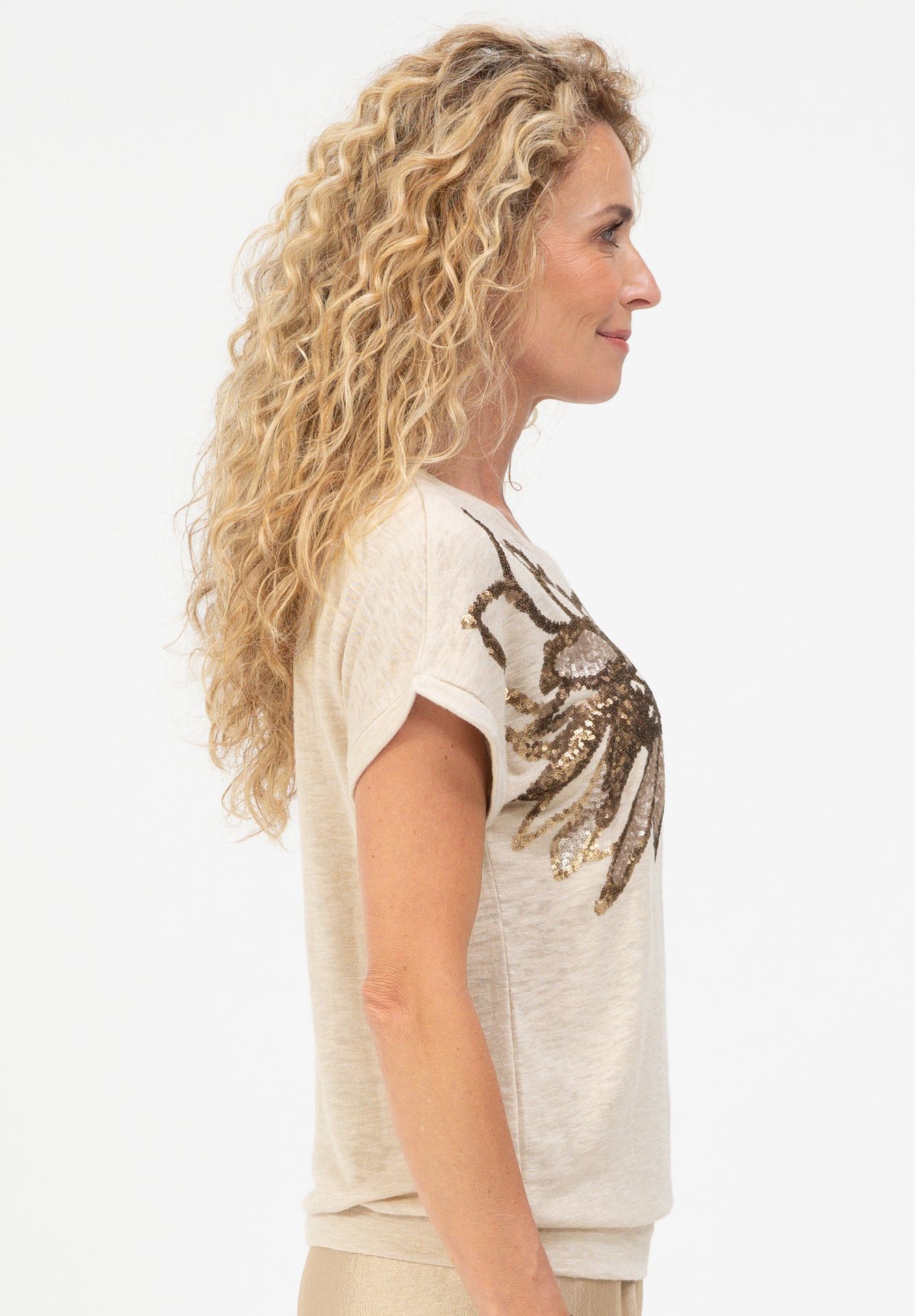 edles Strick-Shirt "JULIE" mit aufwendiger Paillettenstickerei aus Viskose-Mix