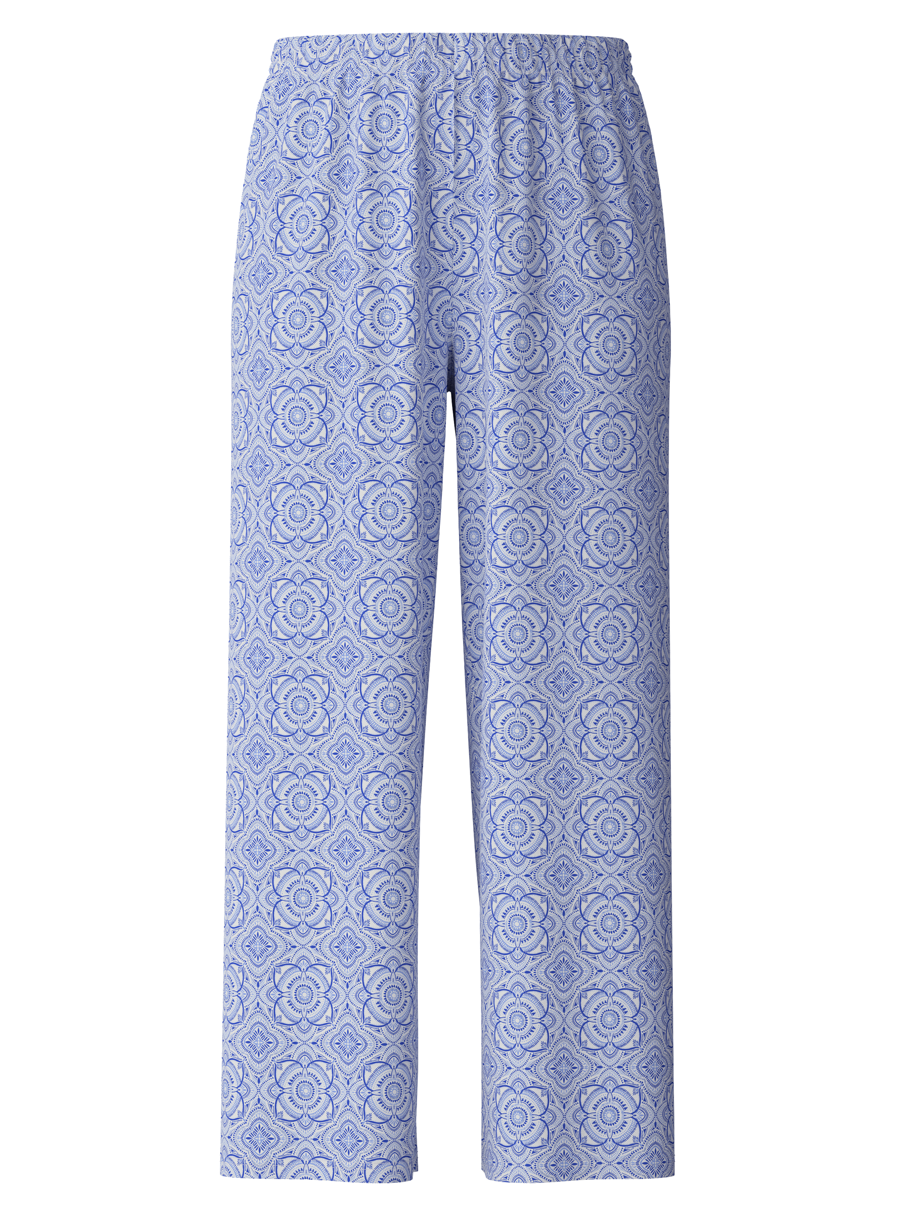 gemusterte Damen-Night-Hose aus reinem Baumwoll-Jersey