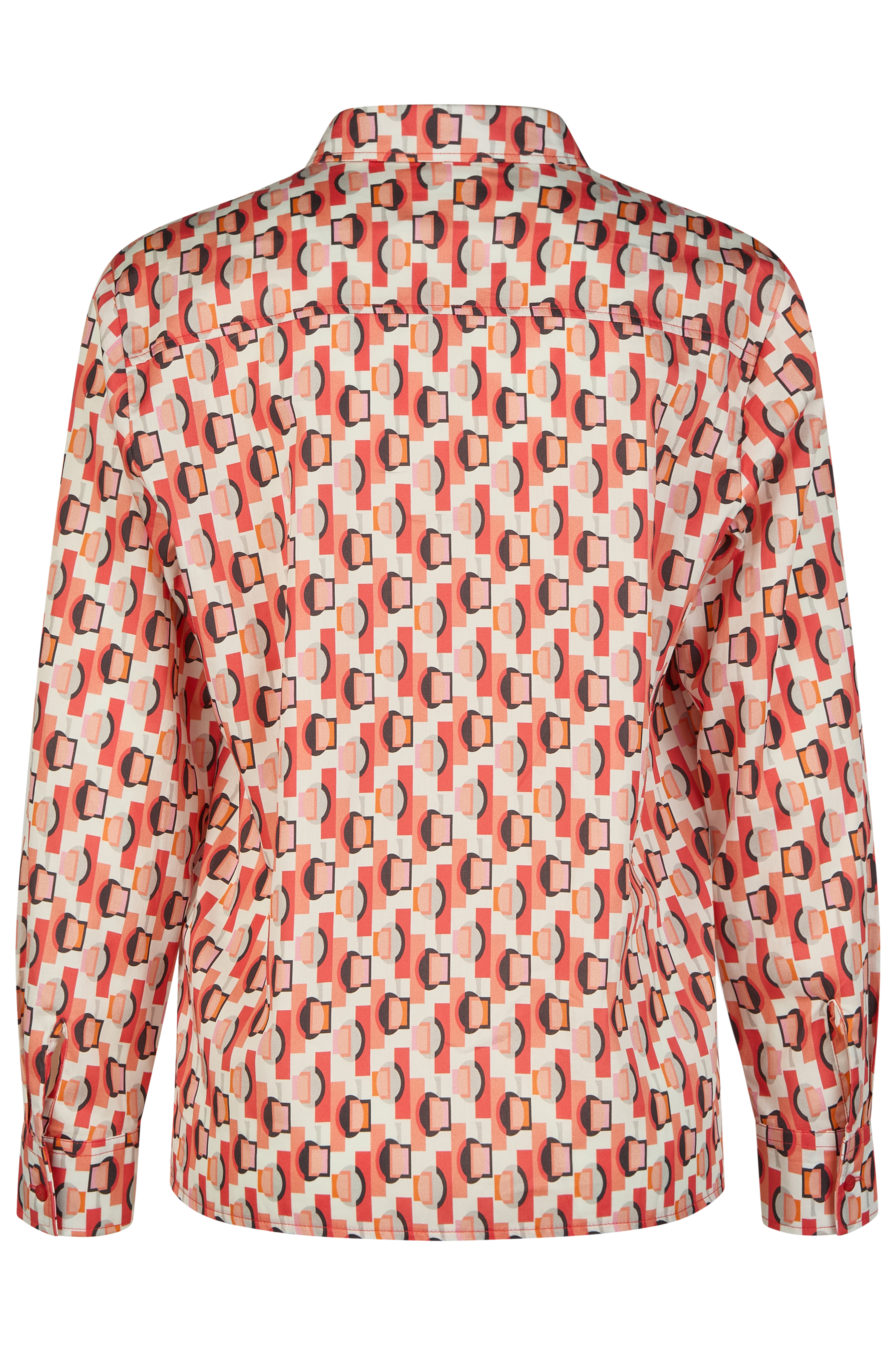 gemusterte Hemdkragen-Bluse aus reiner Baumwolle