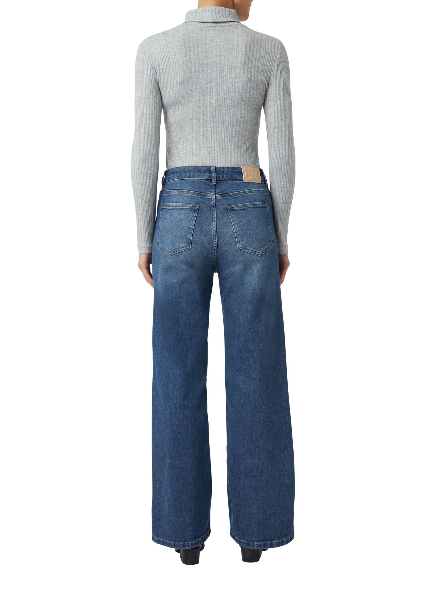 Langarm-Ripp-Shirt mit Rollkragen aus Viskose-Mix