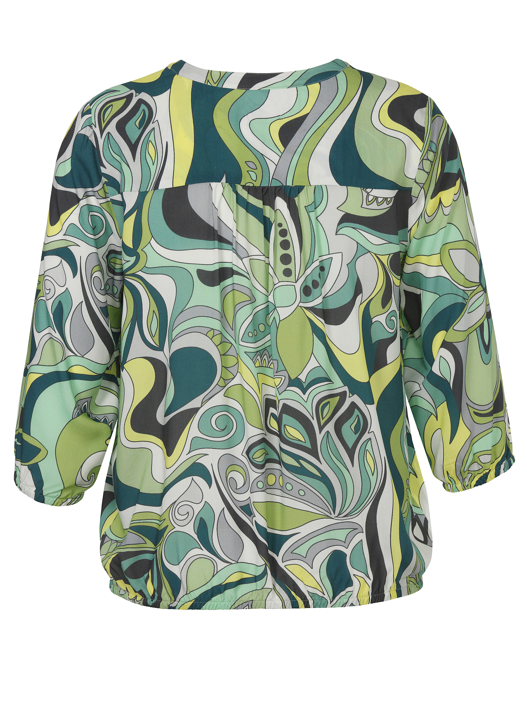Schlupf-Bluse mit 70er Jahre-Print aus reiner Viskose und 3/4 Arm