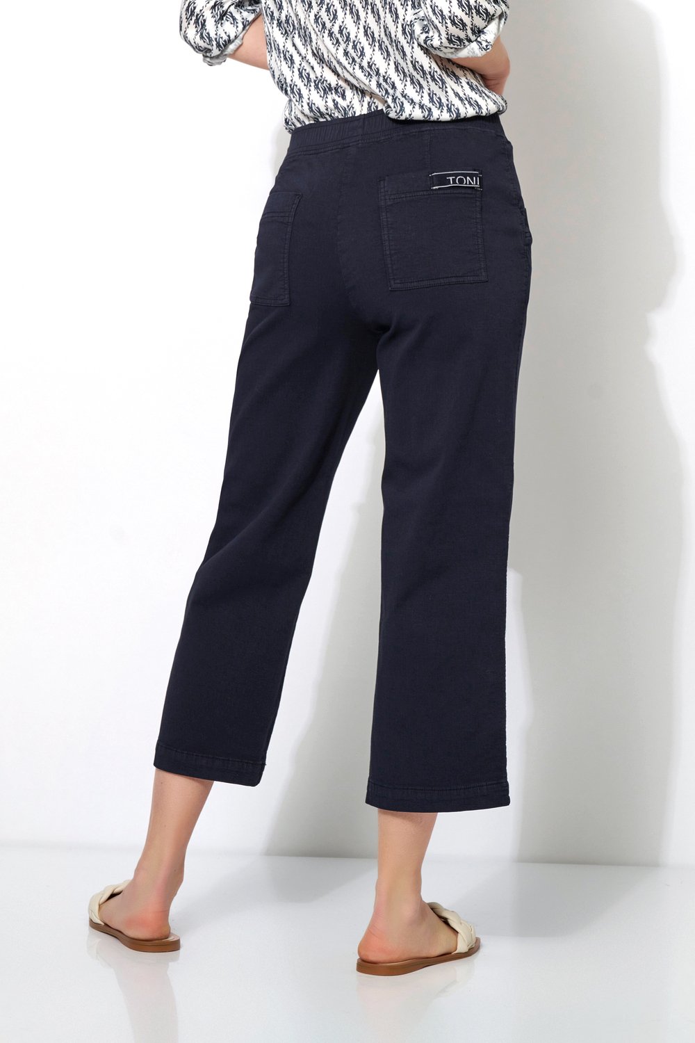 verkürzte Baumwoll-Hose mit modisch weitem Bein "Sue Wide 3/4"