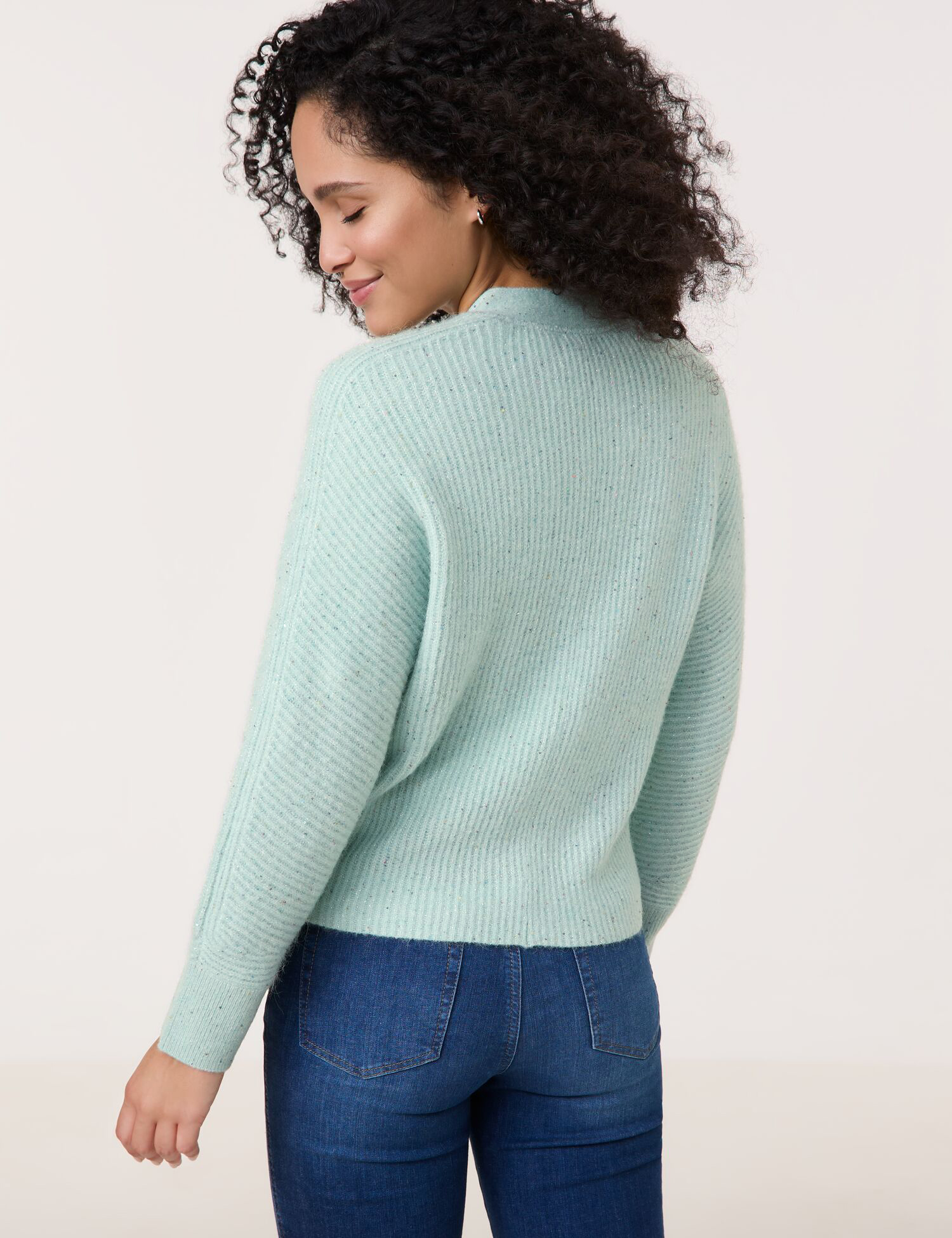 Edel glitzernde Strickjacke aus Alpaka-Woll-Mix