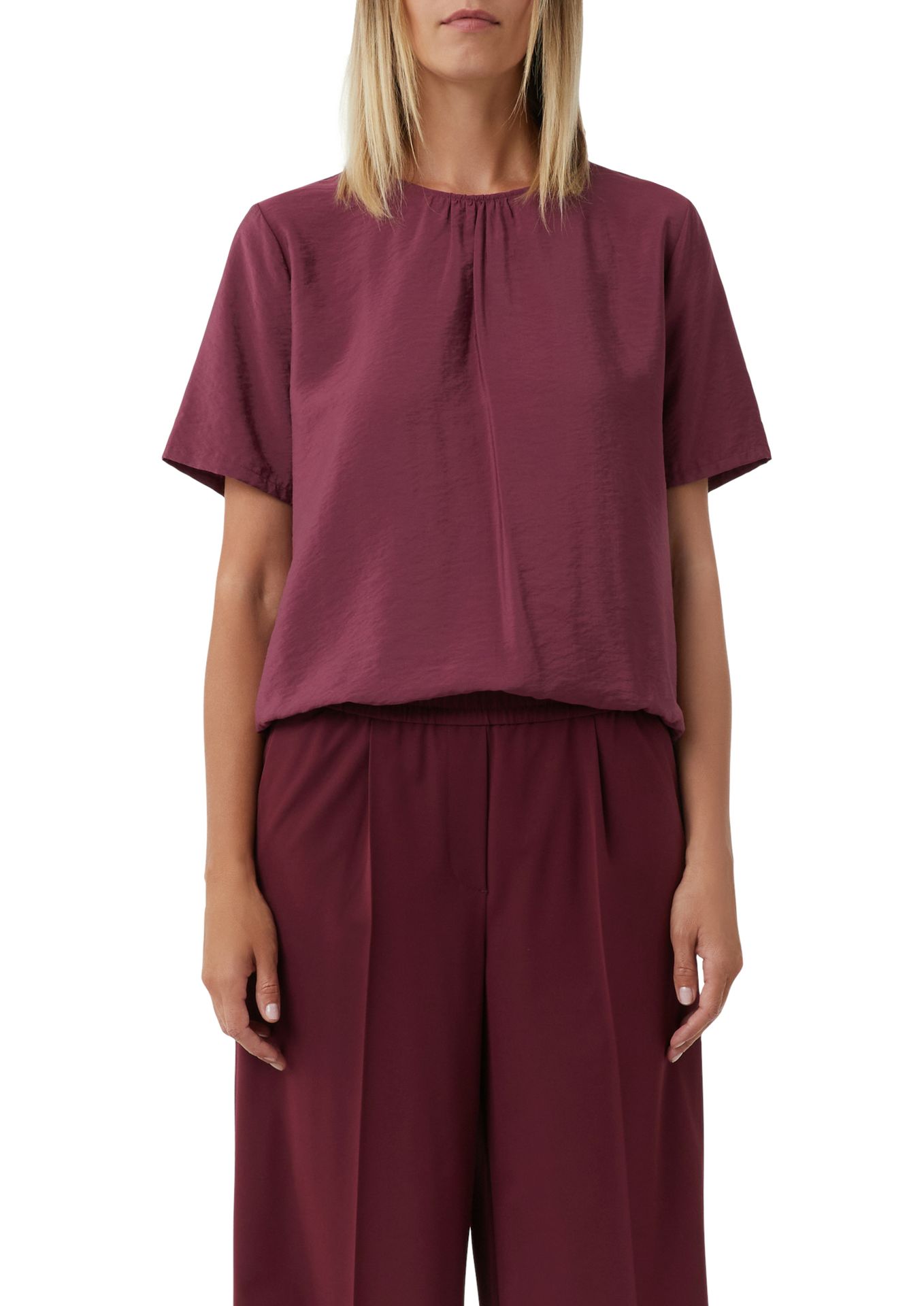 kurzärmelige uni Schlupf-Bluse aus Modal-Mix