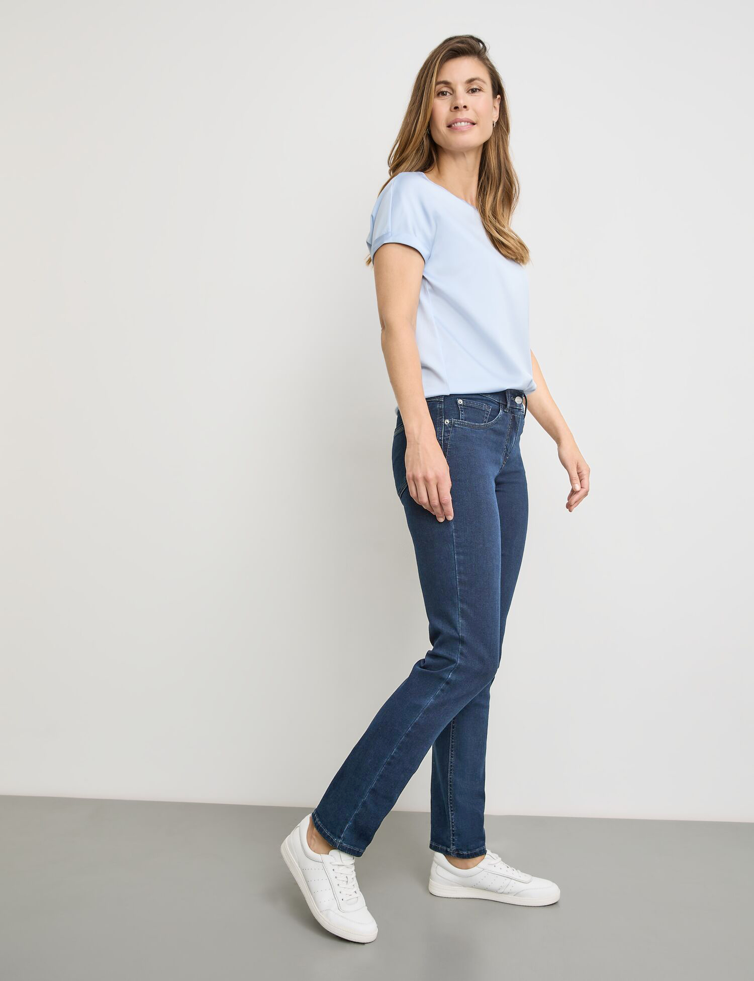 Damen-5-Pocket-Jeans aus elastischem Baumwoll-Denim