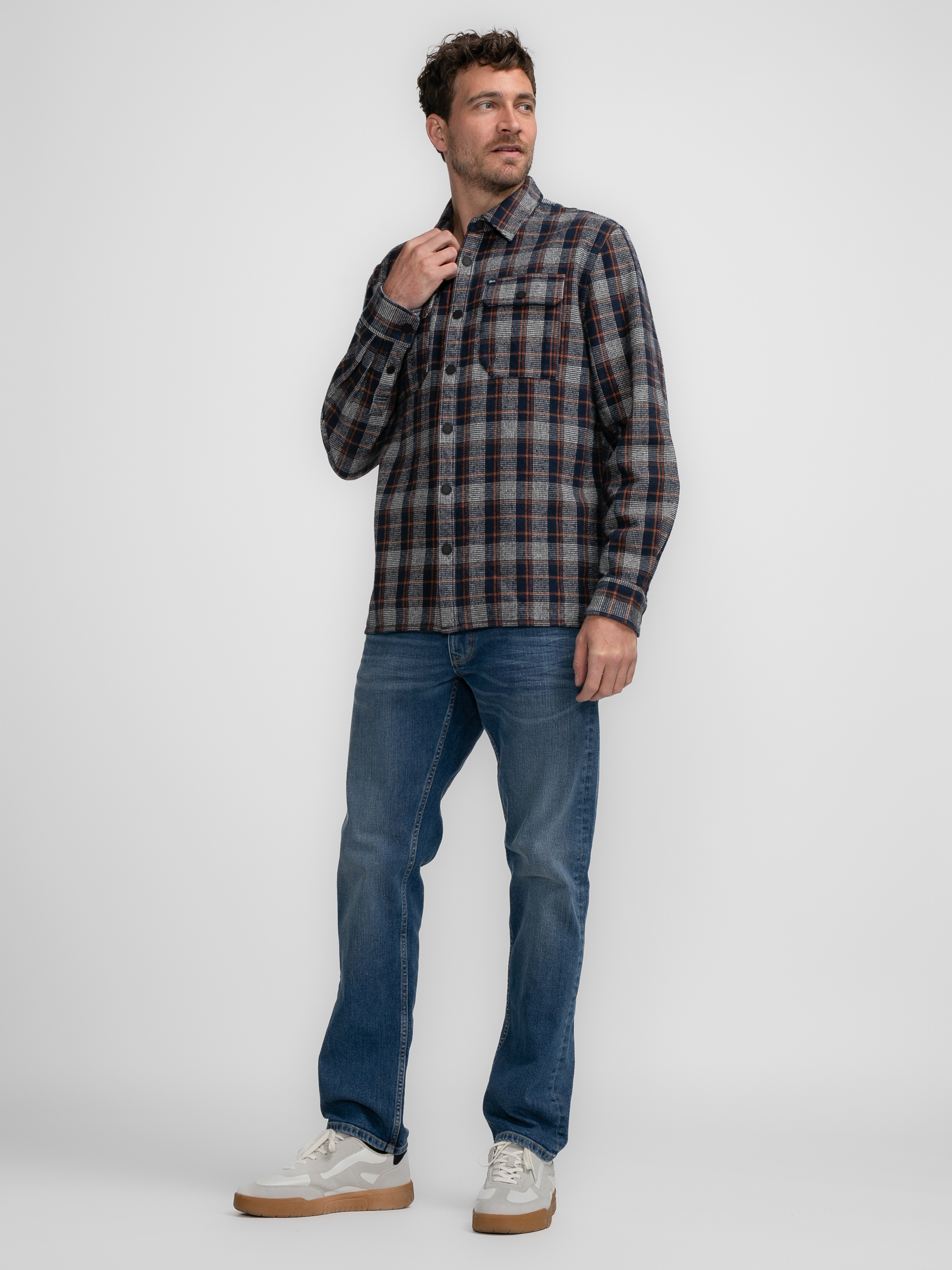 Men Shirt Long Sleeve Check