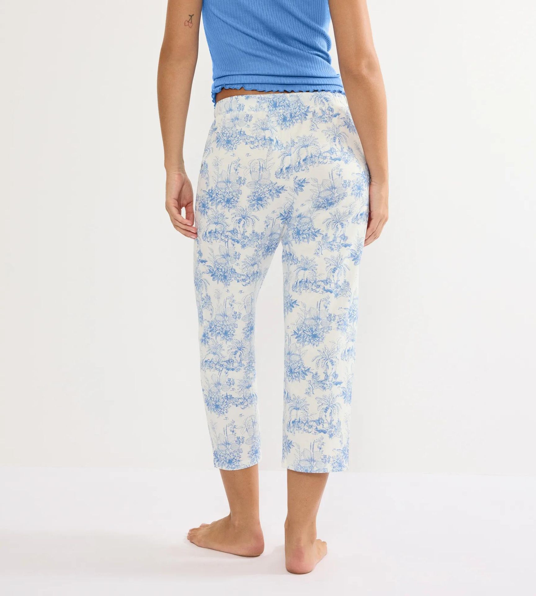 Sleepwear-Hose "Mix & Match 7/8 Trousers 02" mit Allover-Lingerie-Muster aus reinem BAumwoll-Jersey