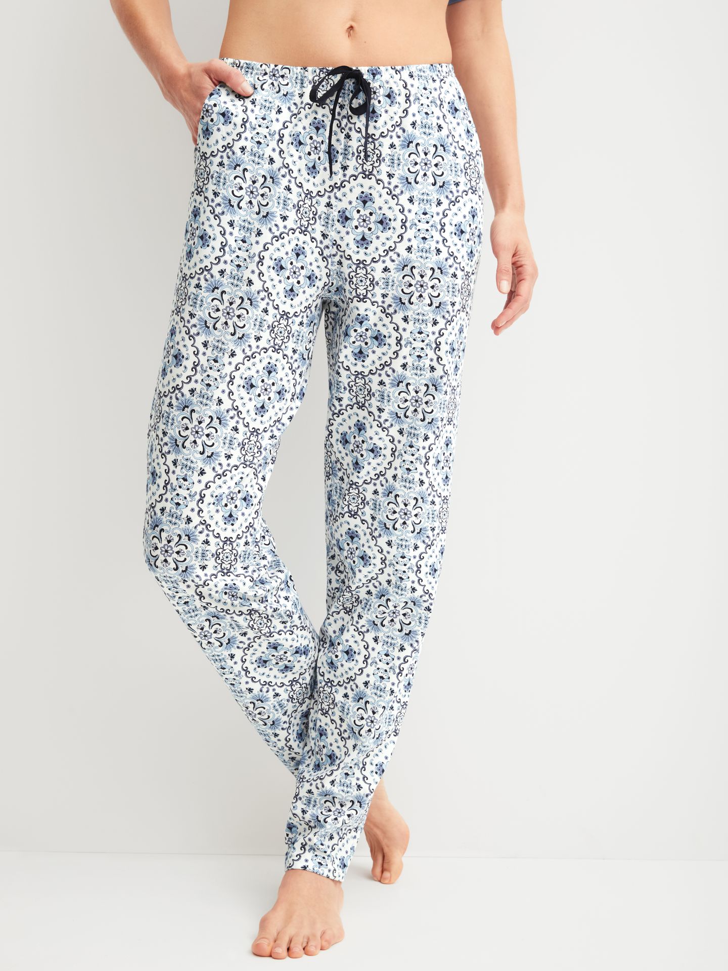 Damen Sleepwear-Pants mit Allover-Print aus Single-Baumwoll-Jersey