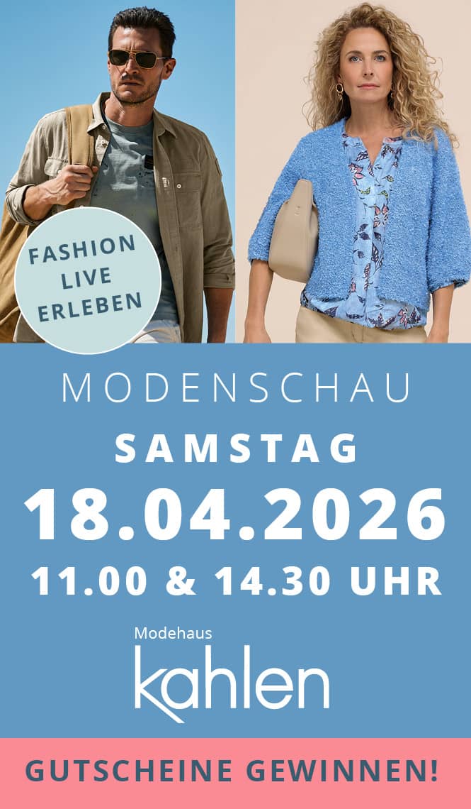 Werbung für Modenschau am 18.04.2026