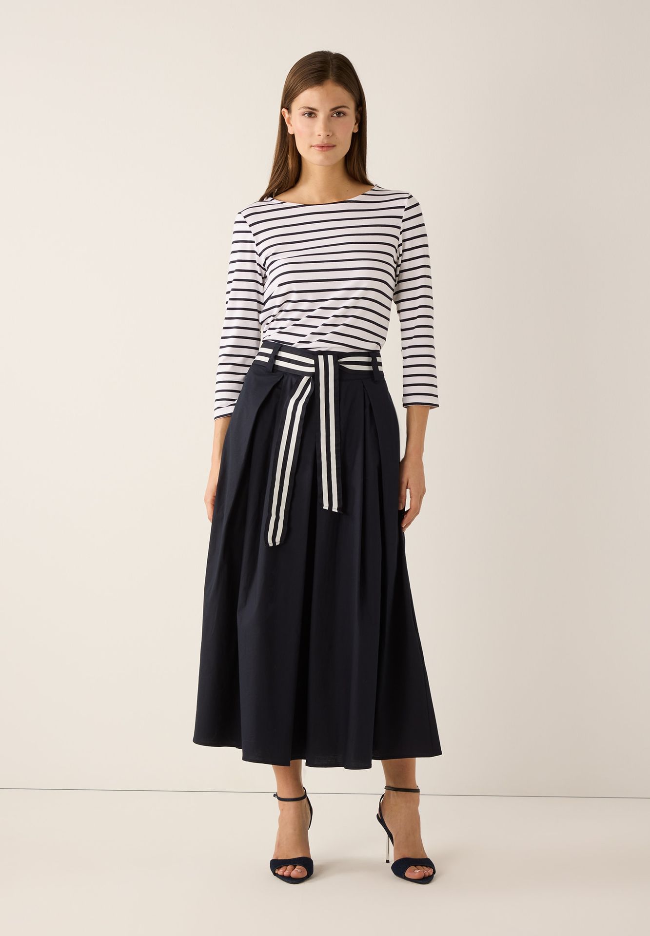 Langarm-Ringel-Shirt aus Viskose-Elasthan