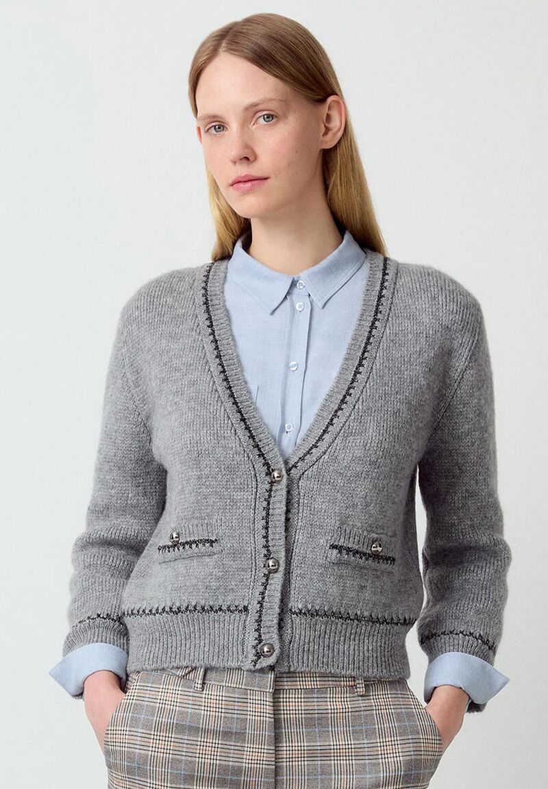 kurzer Strick-Cardigan mit Lurex-Details