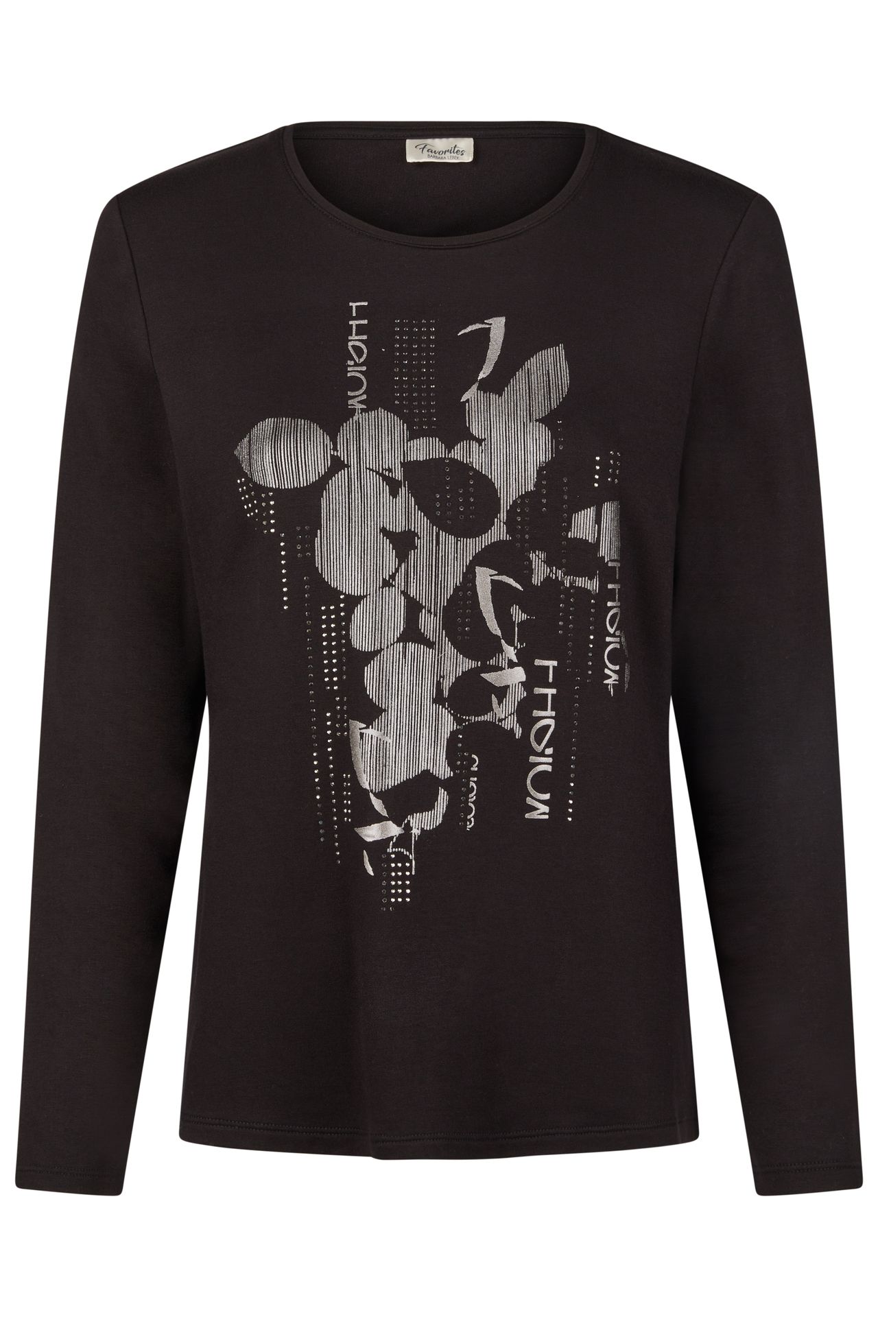 uni Langarm-Shirt aus Viskose-Jersey mit  Front-Applikation