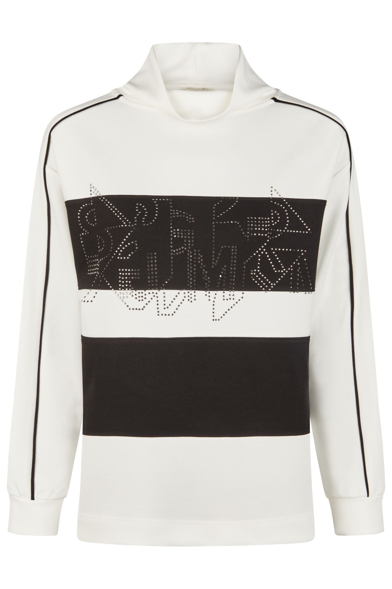 Sweat-Shirts mit großem Blockringel und Pailletten-Aplikation aus Viskose-Mix