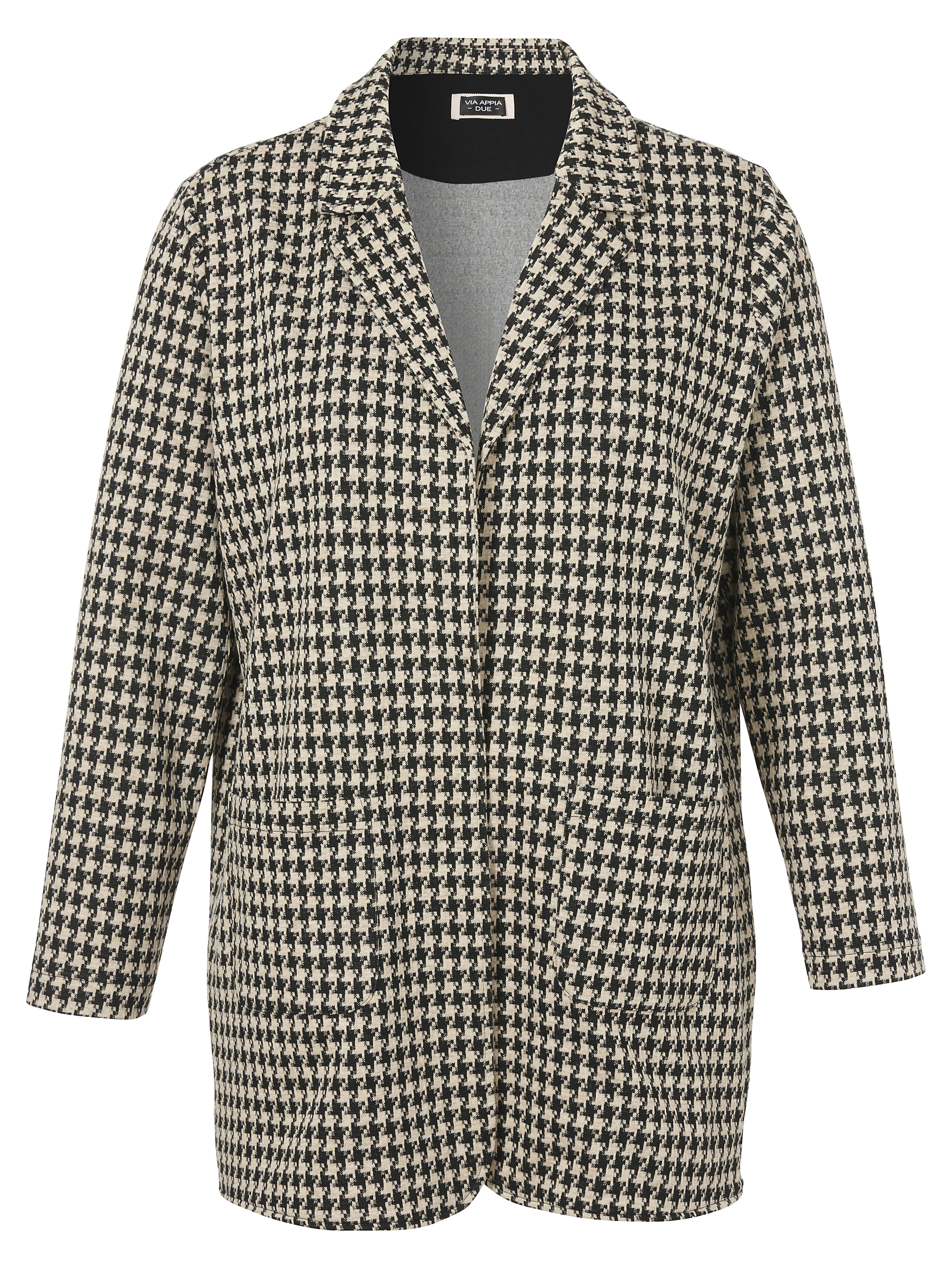 Oversized Damen-Jersey-Blazer mit Hahnentritt-Jacquard