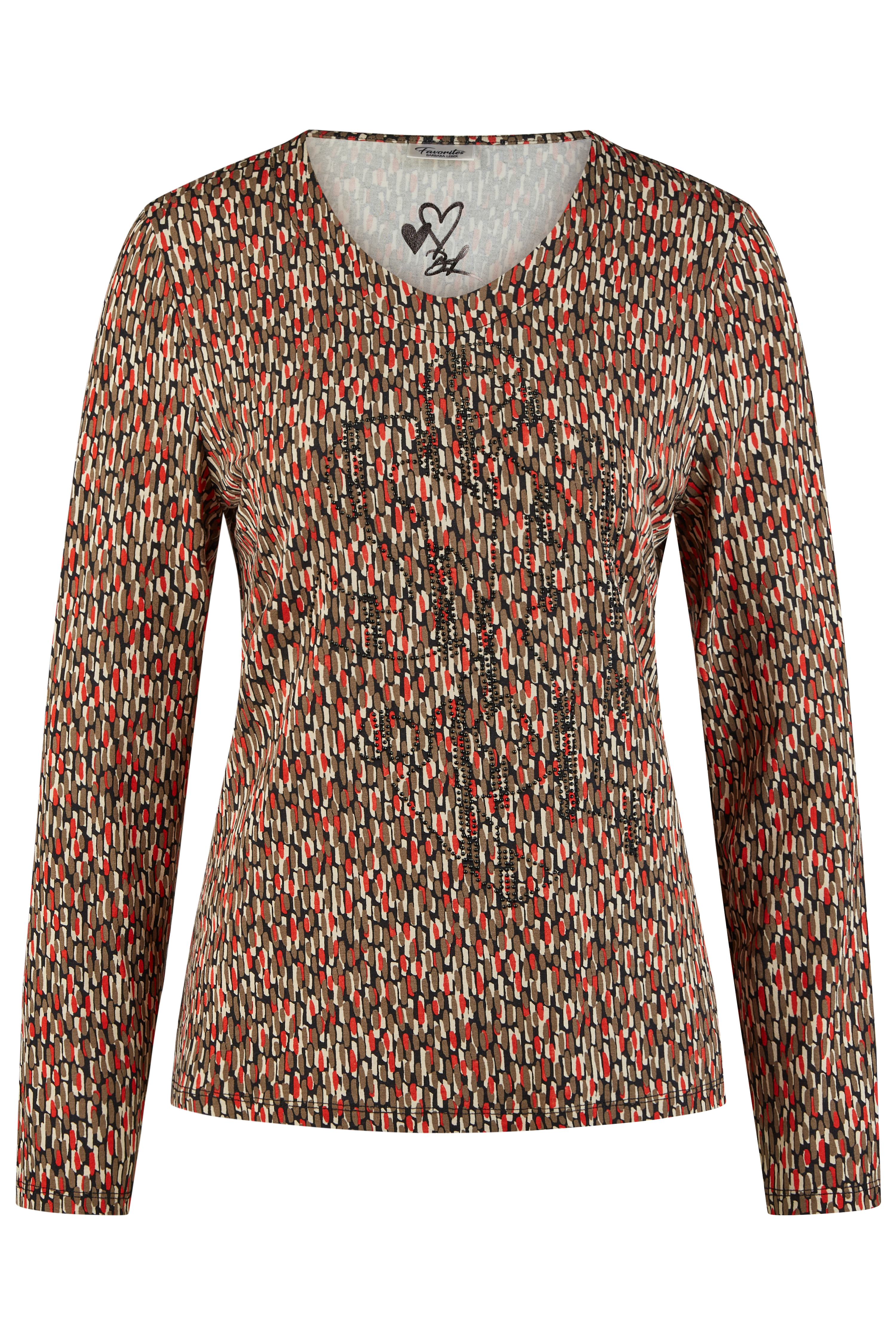 Langarm-Shirt mit Allover-Minimal-Print aus elastischer Viskose