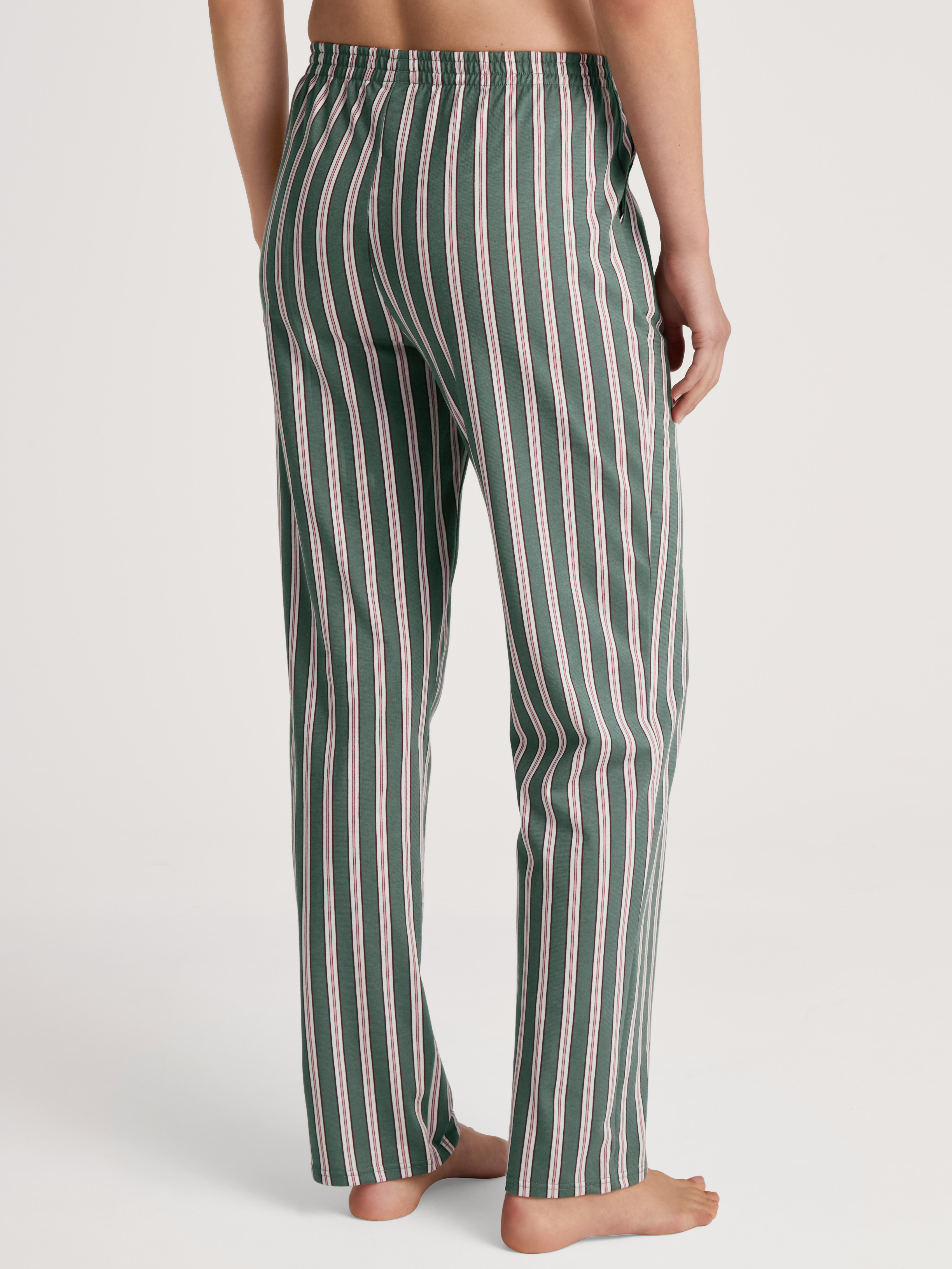 Damen-Lounge-Hose, längs gestreift aus reinem Baumwoll-Jersey