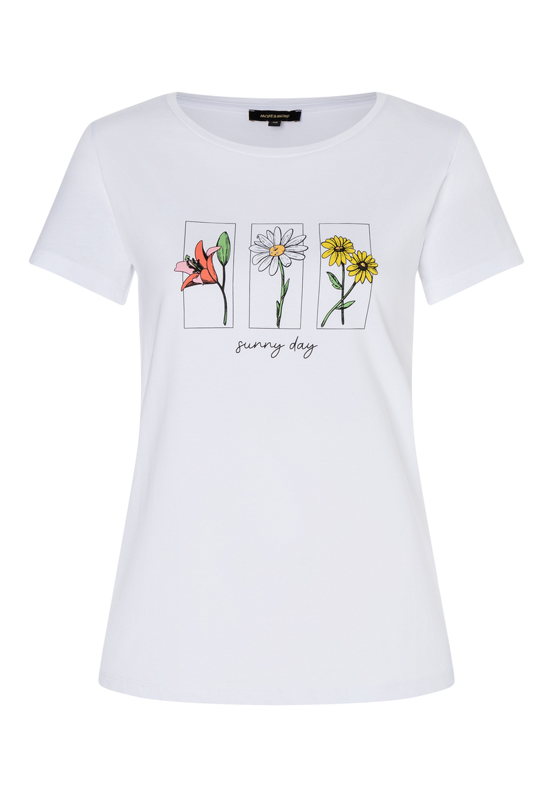 Baumwoll-T-Shirt  mit platziertem Flower Print