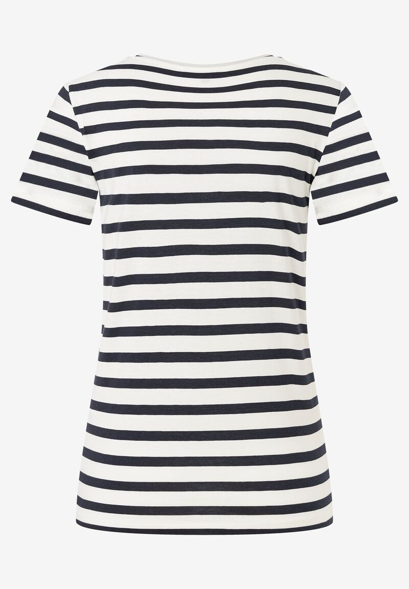 gestreiftes T-Shirt mit Paillettenschrift