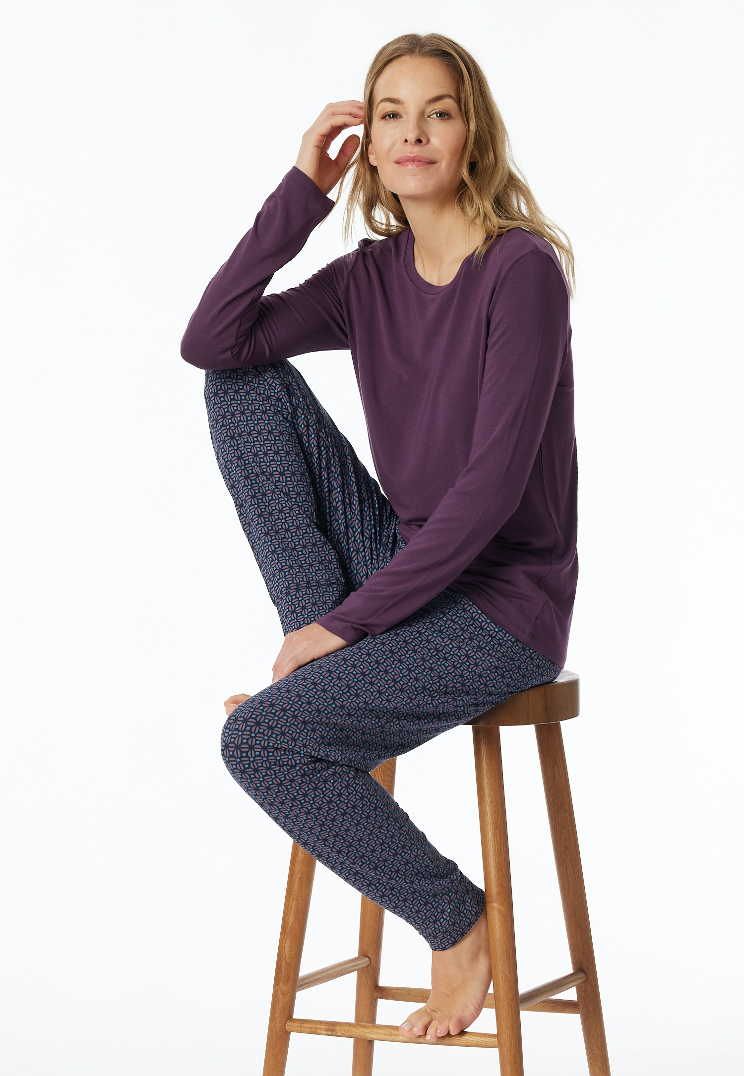 unifarbenes Damen-Loungeshirt aus Modal-Single-Jersey