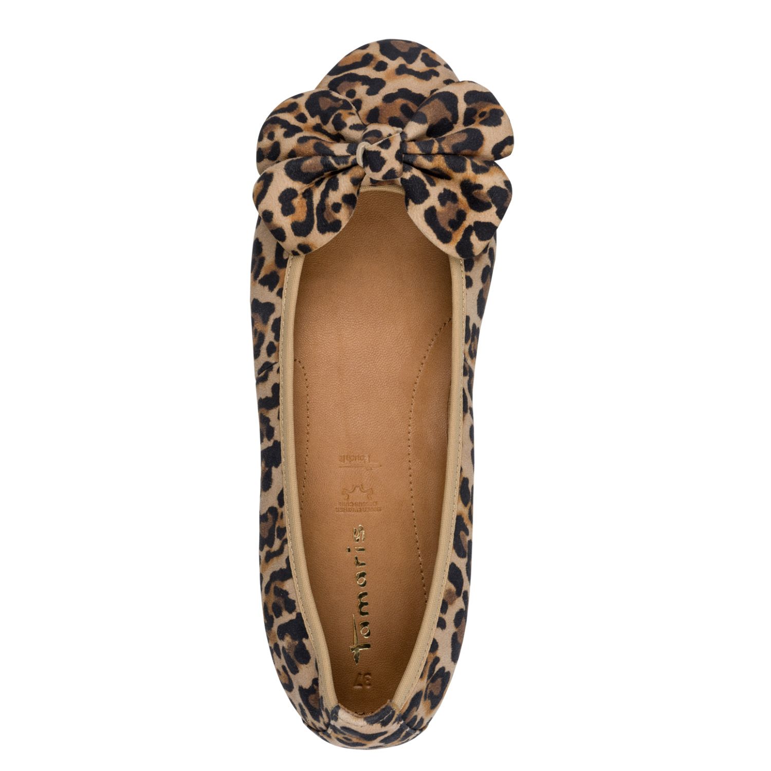 Da.-Ballerina mit Leoparden-Muster aus Wildleder mit Schleife
