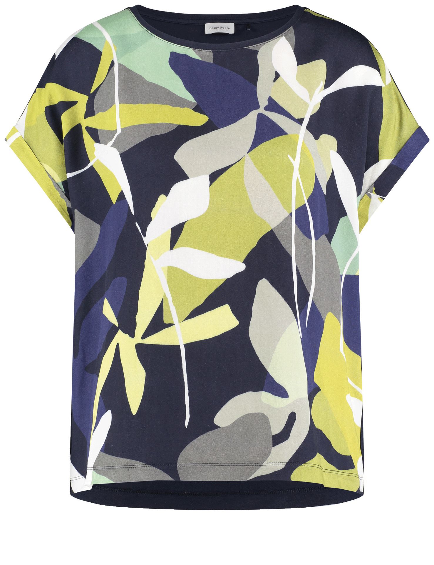 Blusenshirt mit großformatig bedrucktem Blusen-Fond aus Baumwoll-Mocal