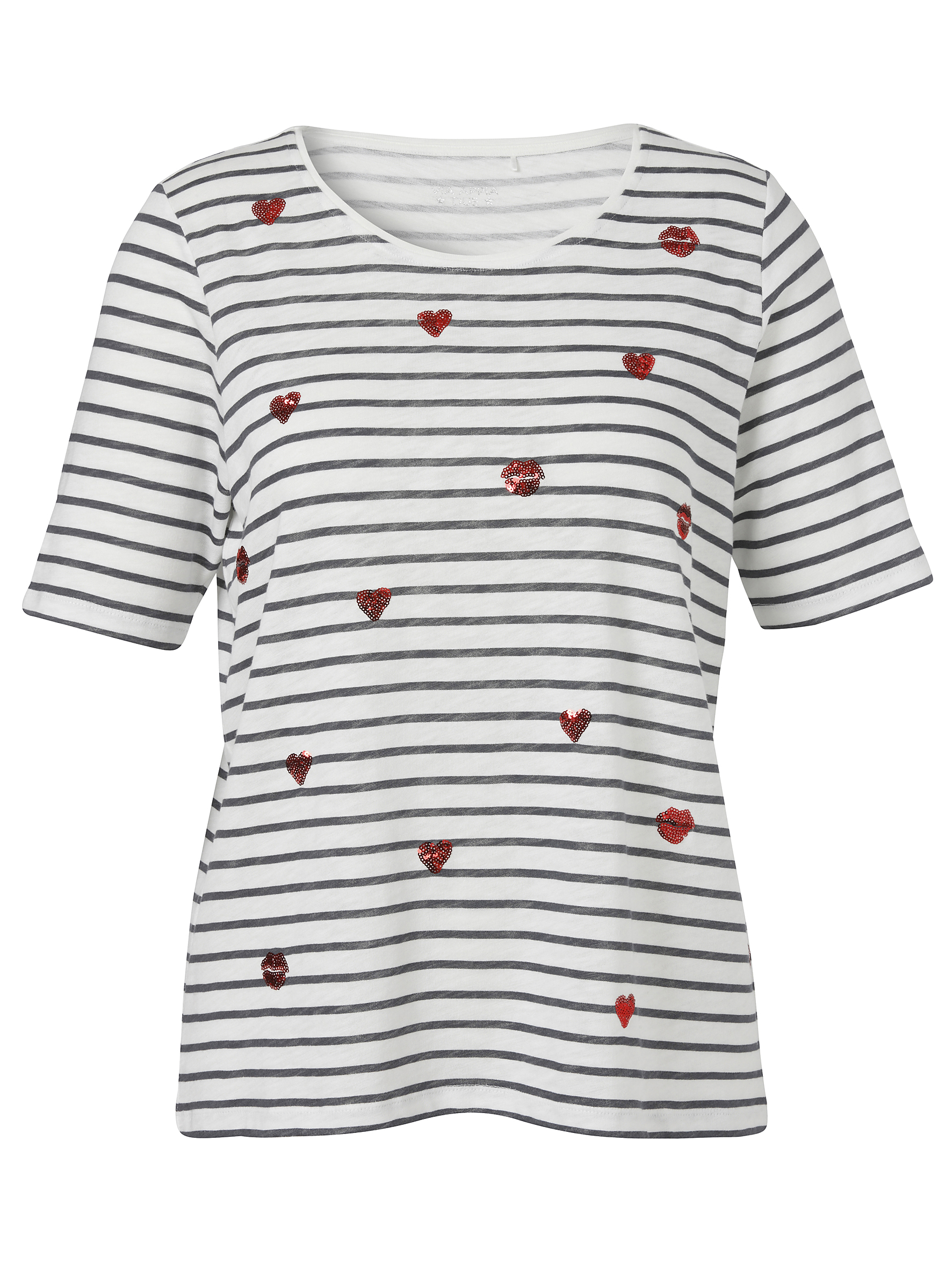 Ringel-T-Shirt mit Pailletten-Applikationen