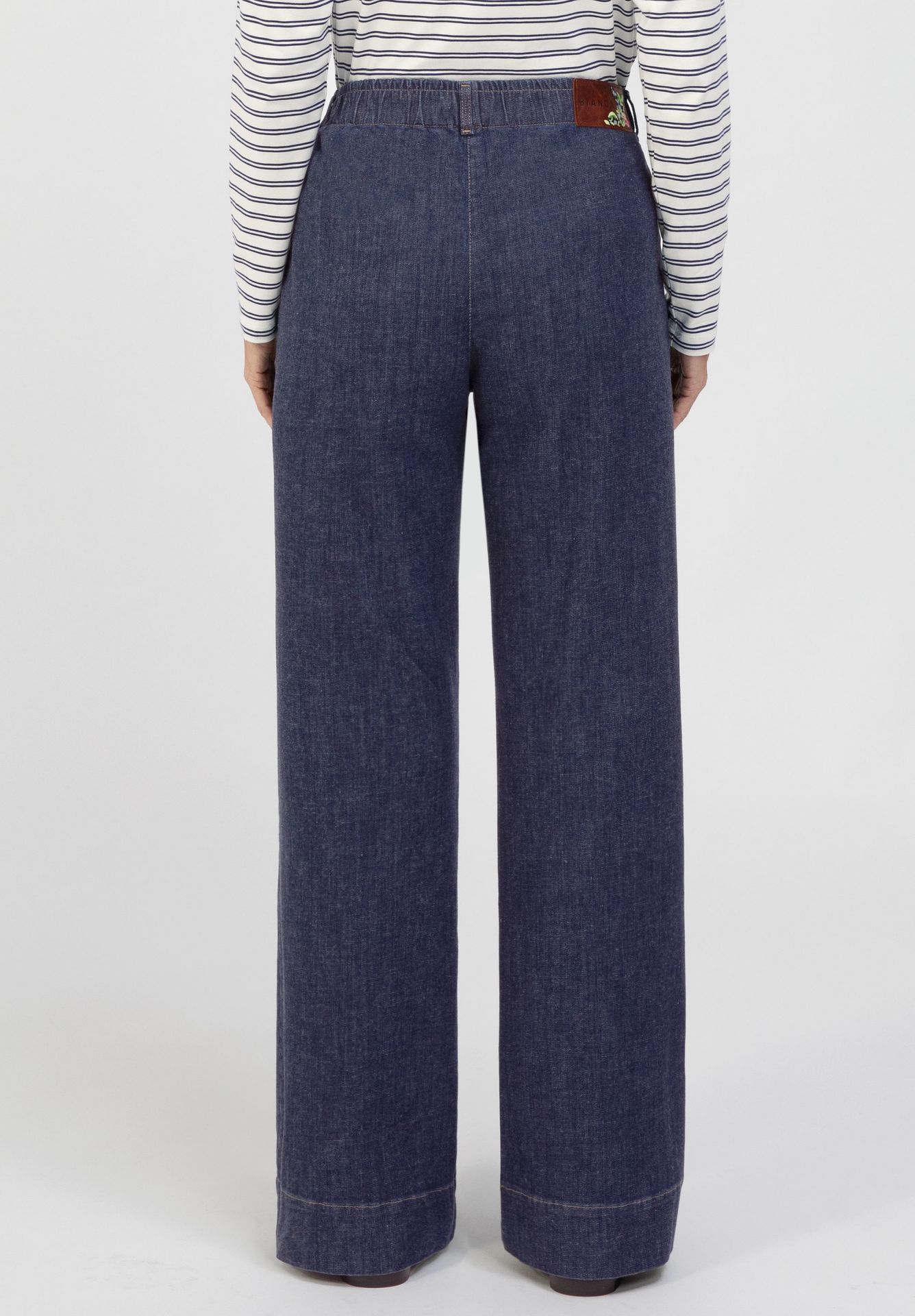 weite Damen-Jeans "PARIGI" mit Goldknopf-Applikation aus Baumwoll-Mix