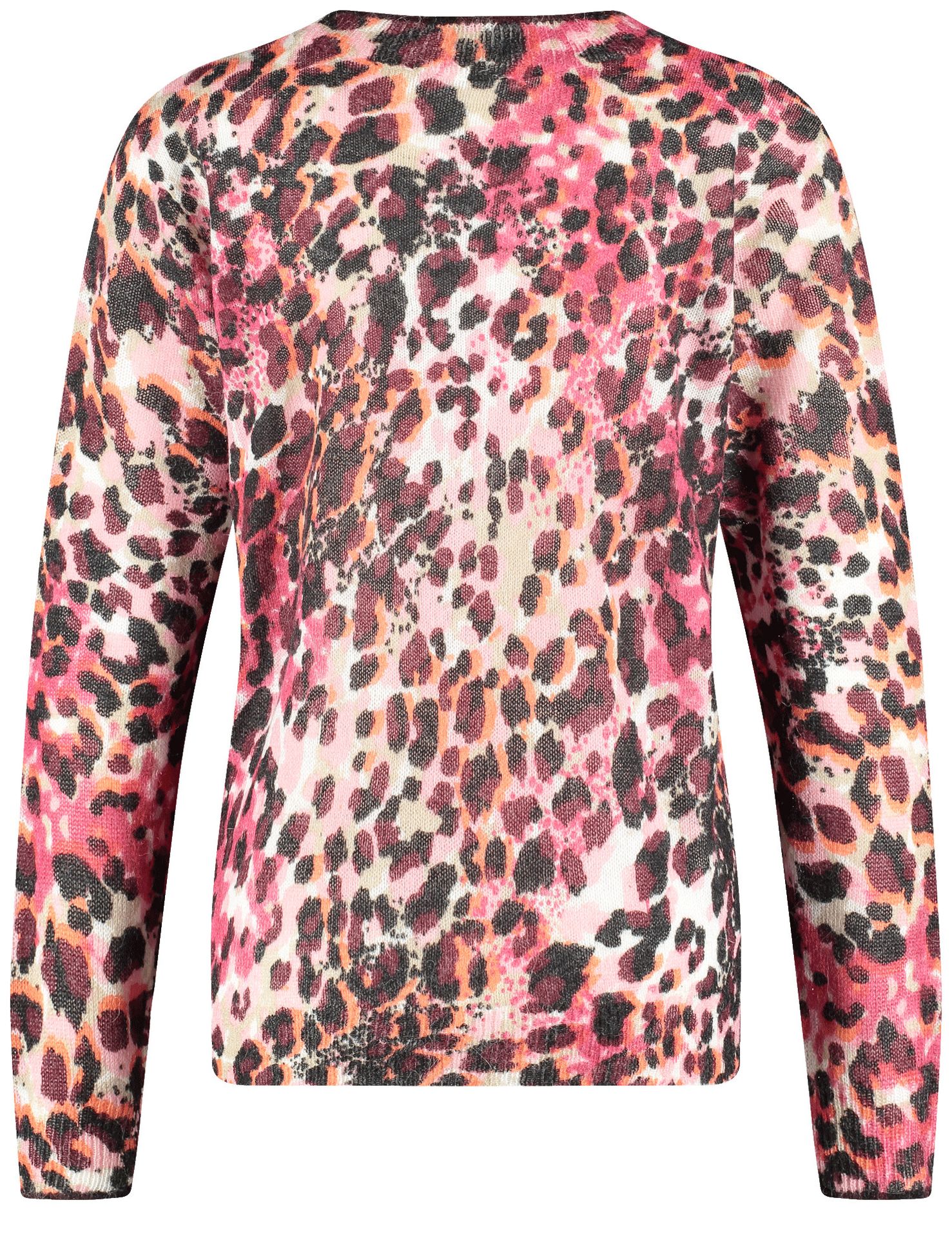 leichter flauschiger Strickpullover mit Allover-Print im  Leo-Look mit Alpaka-Anteil