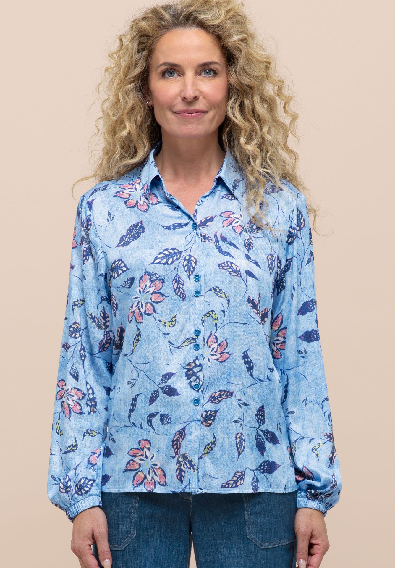 Bluse "ADINA" mit floralem Allover-Druck aus reiner Viskose
