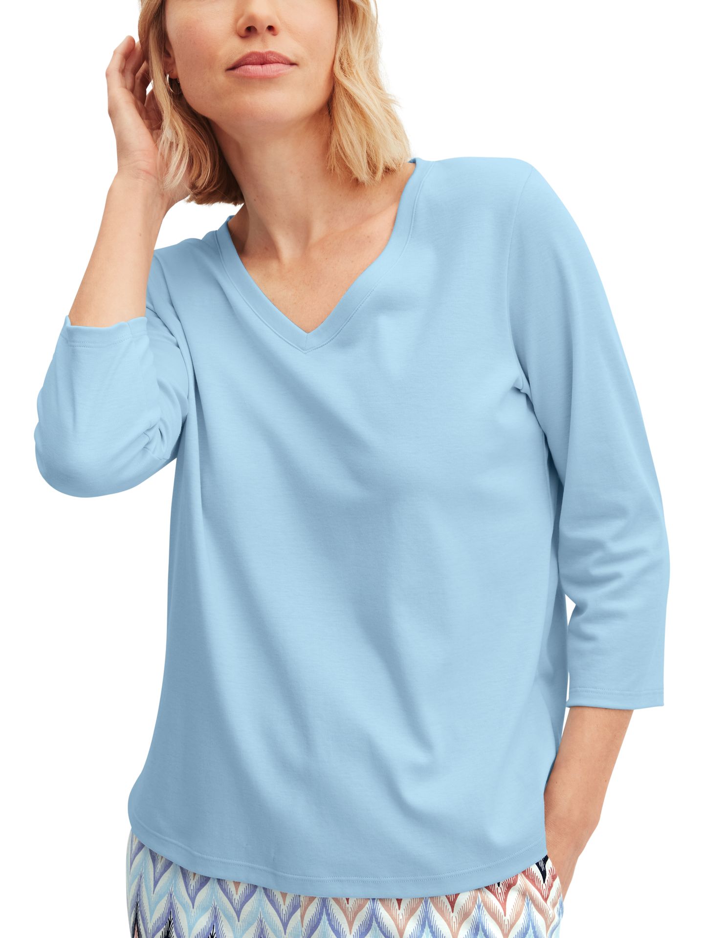 uni 3/4 Arm-Sleepwear-Shirt aus reinem Baumwoll-Jersey