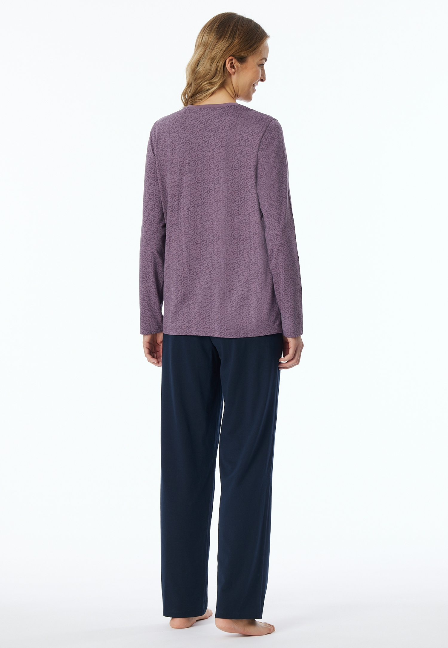 Single-Jersey Damen-Schlafanzug lang
