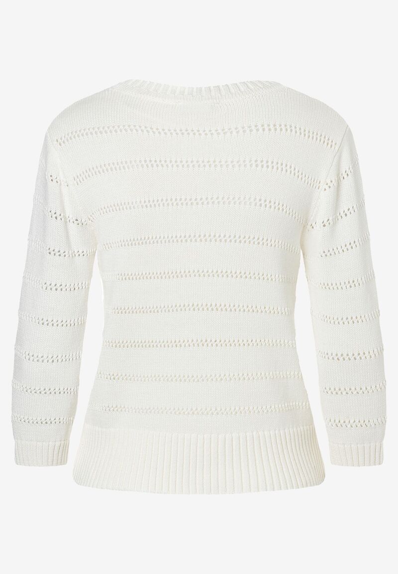 luftiger Ajour-Strick-Pullover aus Baumwoll-Mix