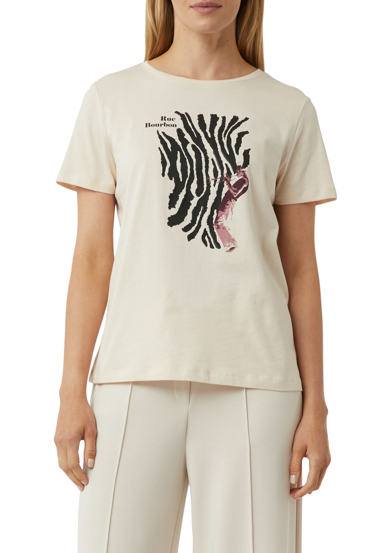 uni Baumwoll-T-Shirt mit Frontprint