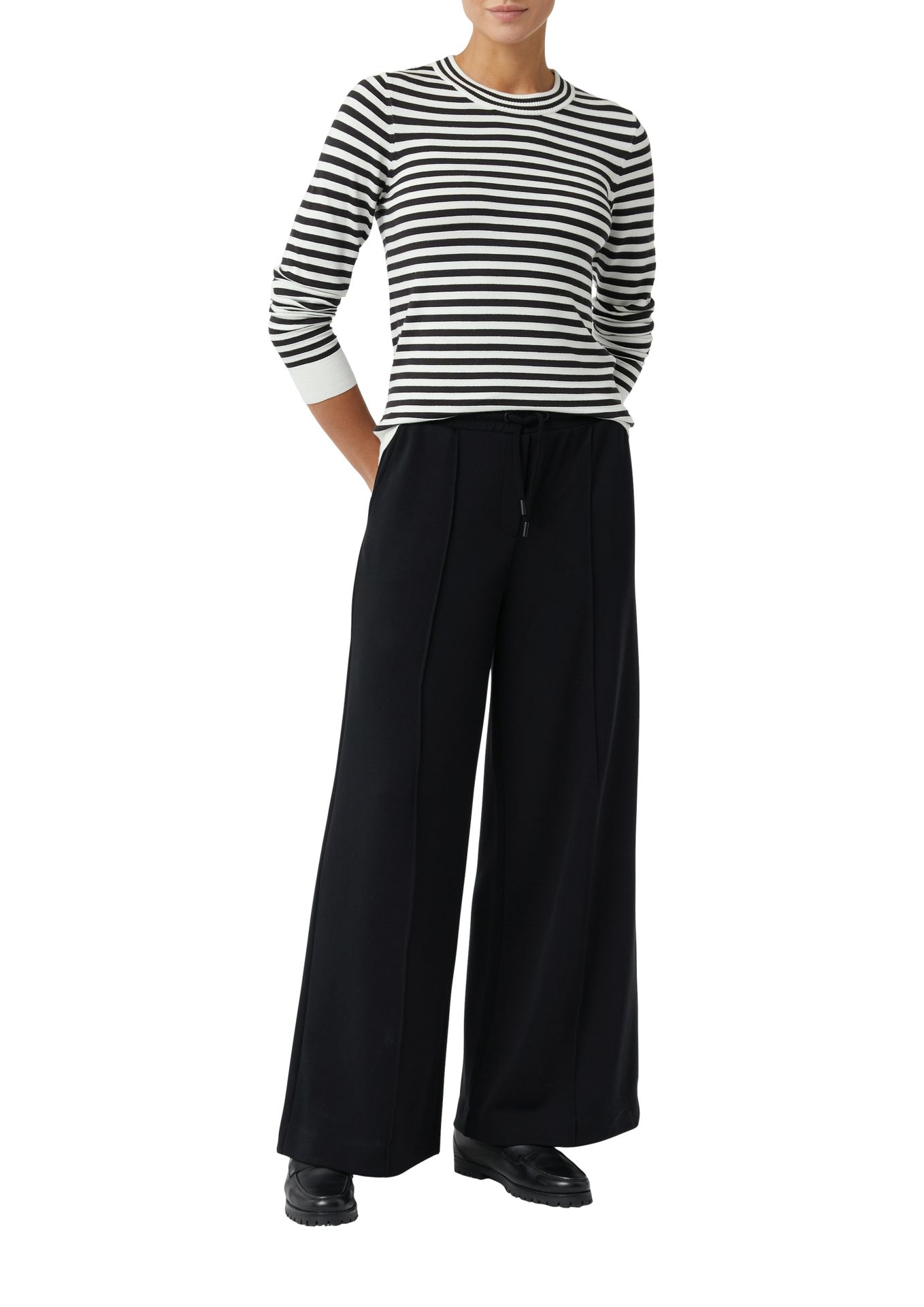 feiner schmaler Ringelpullover aus Viskose-Mix