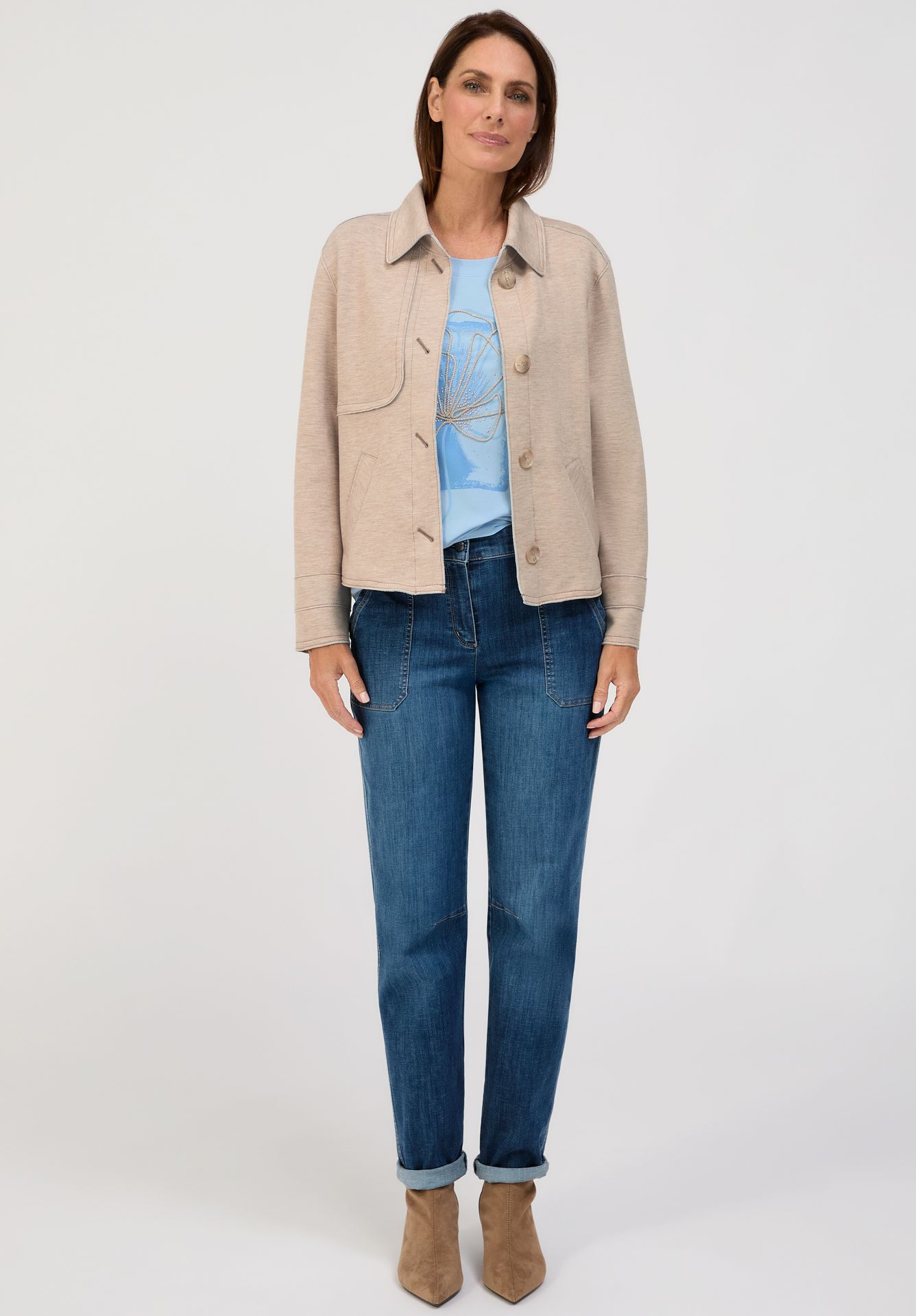 Kurzjacke "KATHERIN" im Doubleface-Look in Scuba-Qualität aus Viskose-Mix