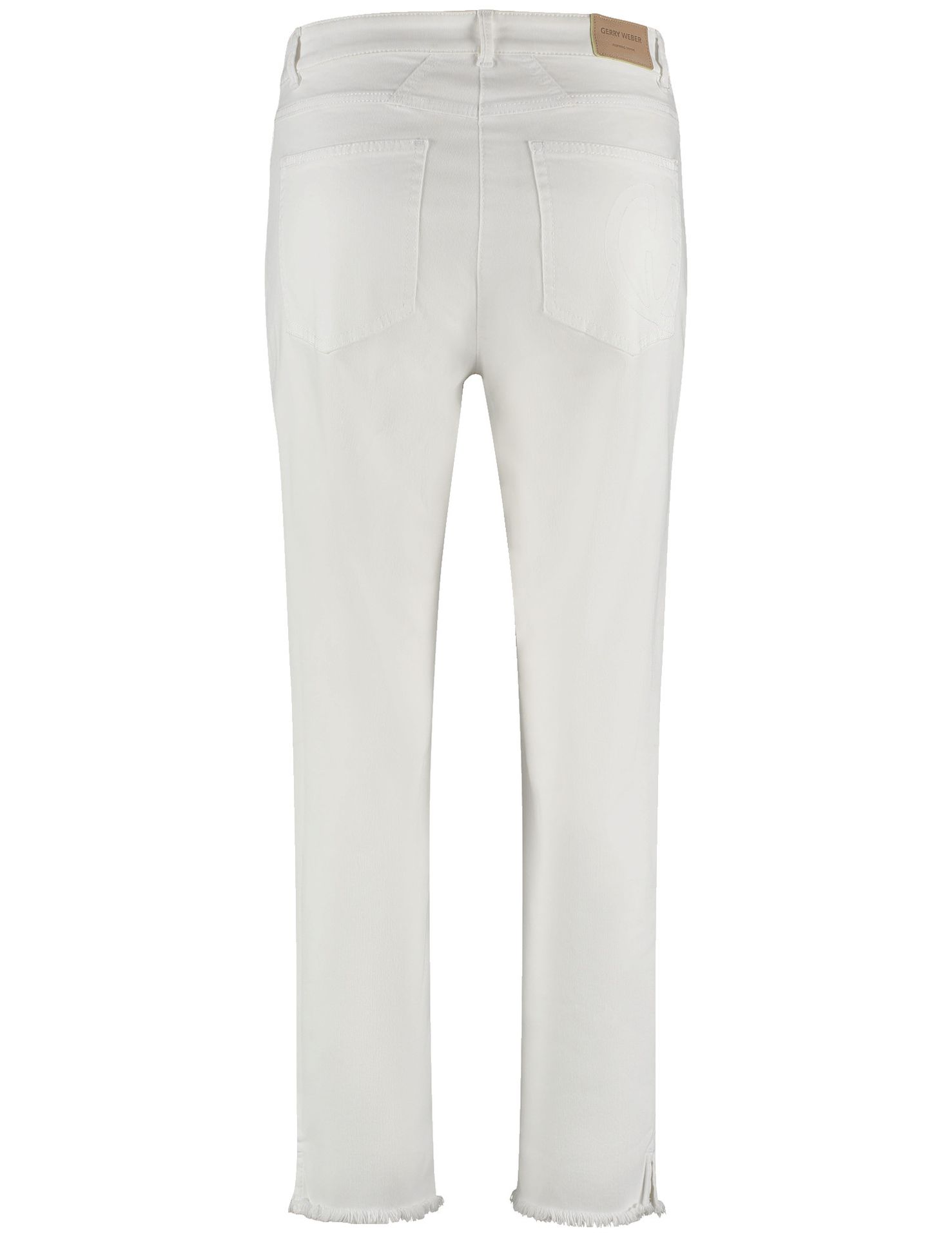 modische Damen-Jeans mit fransigem Saum und Logostickerei