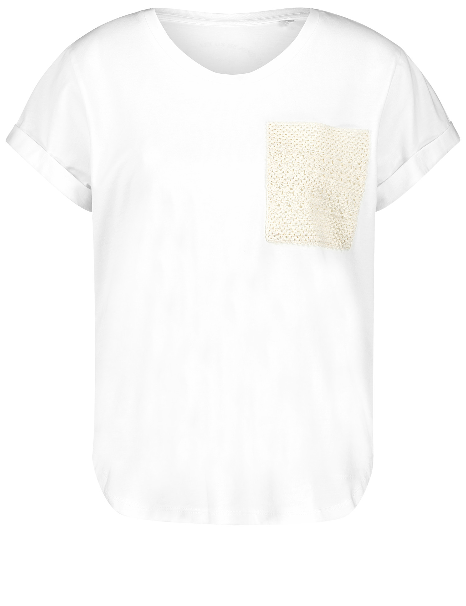 Baumwoll-Shirt mit Häkel-Brusttasche