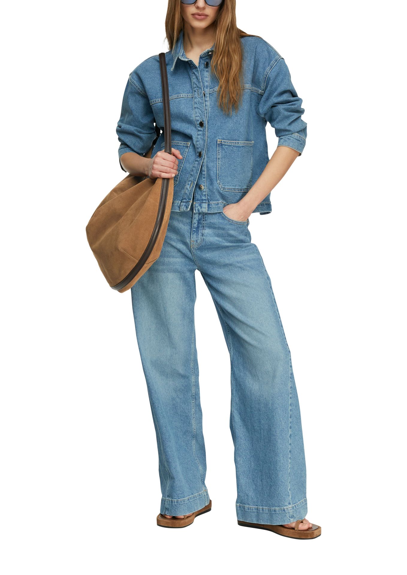 relaxede Jeans-Jacke aus Baumwoll-Elasthan