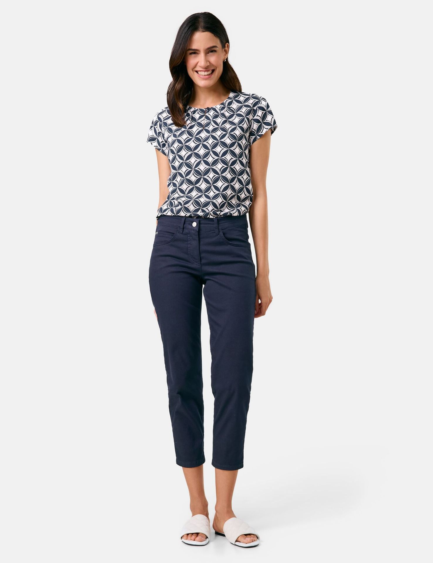 5-Pocket Denim-Stretch-Jeans in 3/4 Länge