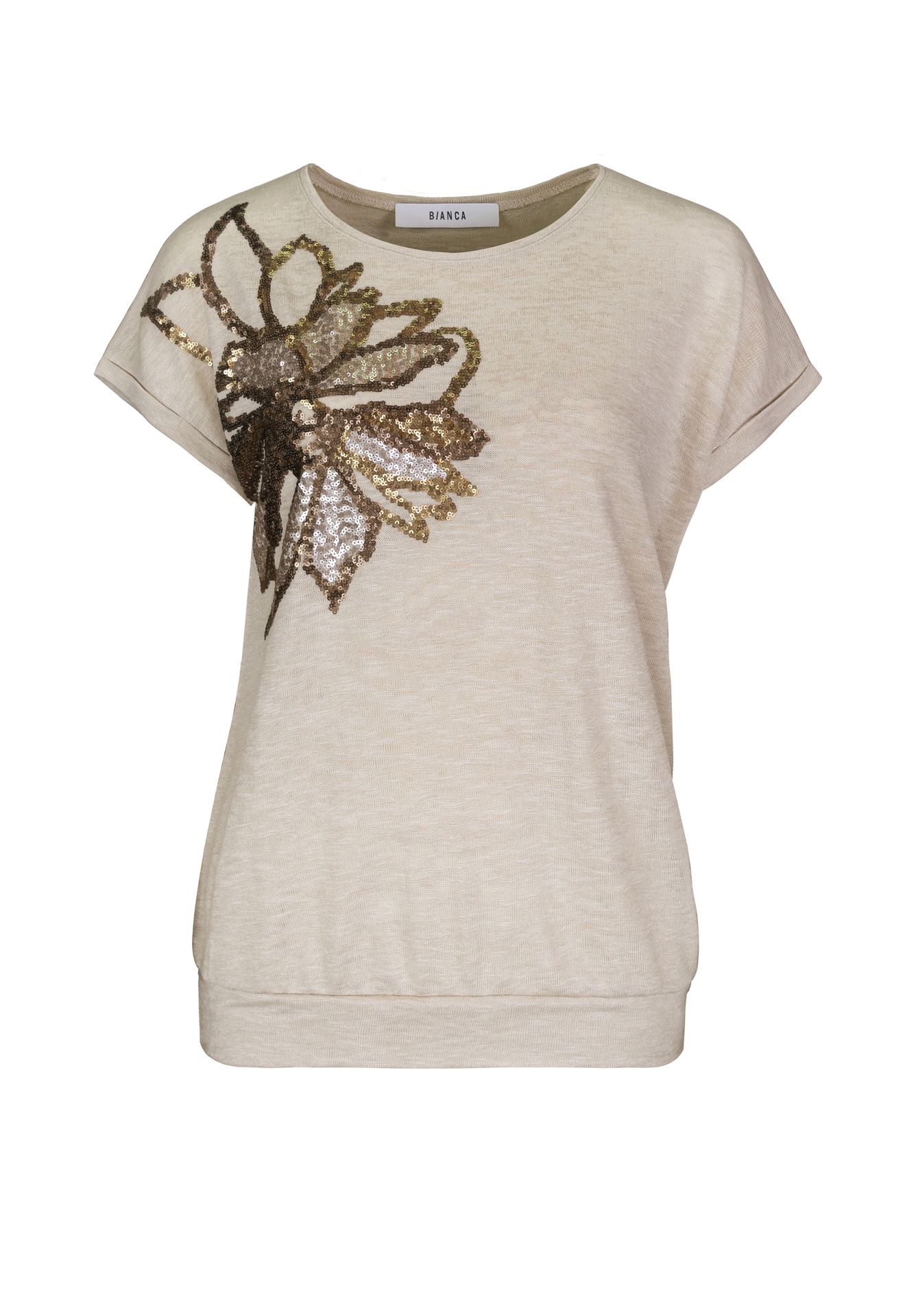 edles Strick-Shirt "JULIE" mit aufwendiger Paillettenstickerei aus Viskose-Mix