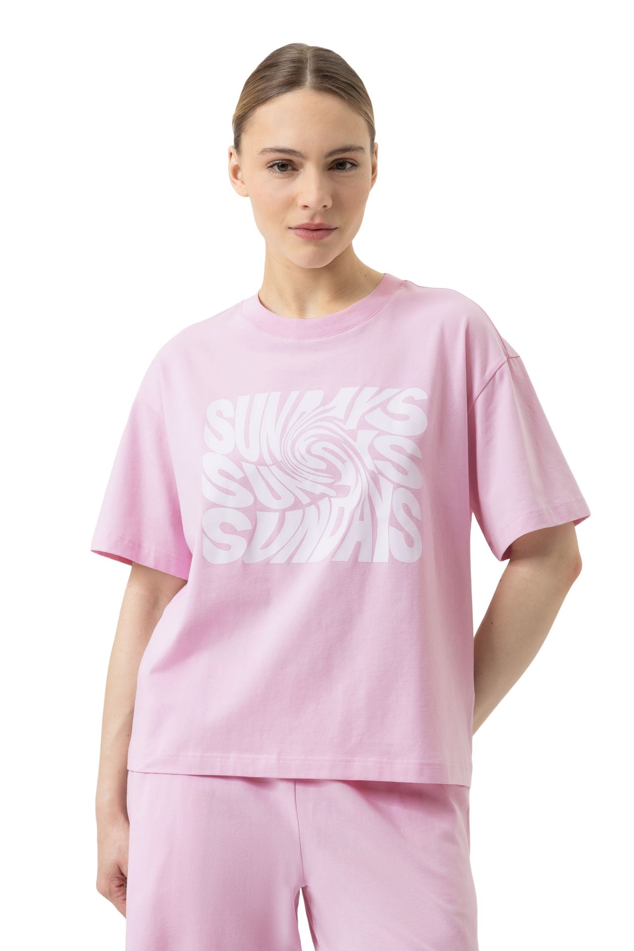 Sleepwear-T-Shirt aus Baumwoll-Jersey mit Front-Print