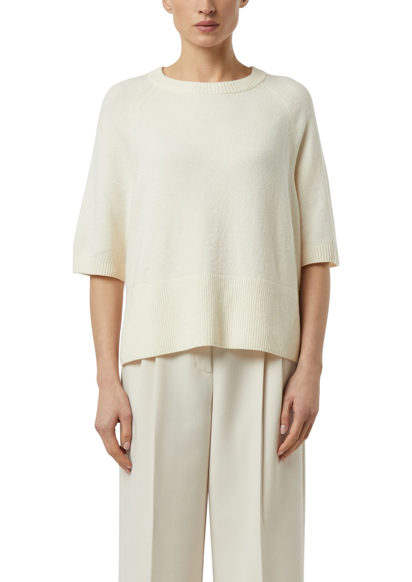flauschiger Feinstrick-Pullover in Cashmere-Optik aus Baumwoll-Mix