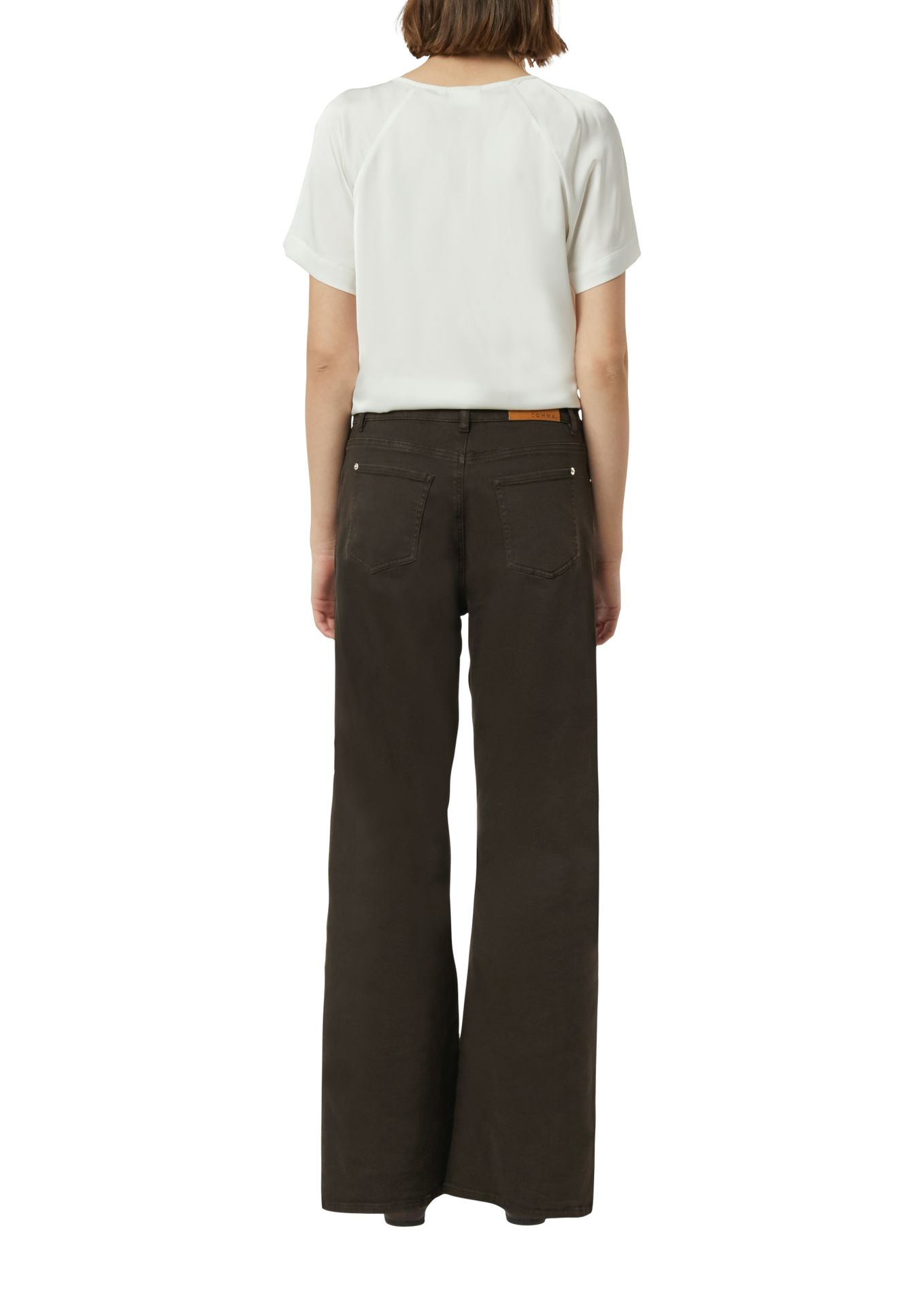 feminines uni Blusenshirt mit Raffung am Ausschnitt aus Satin