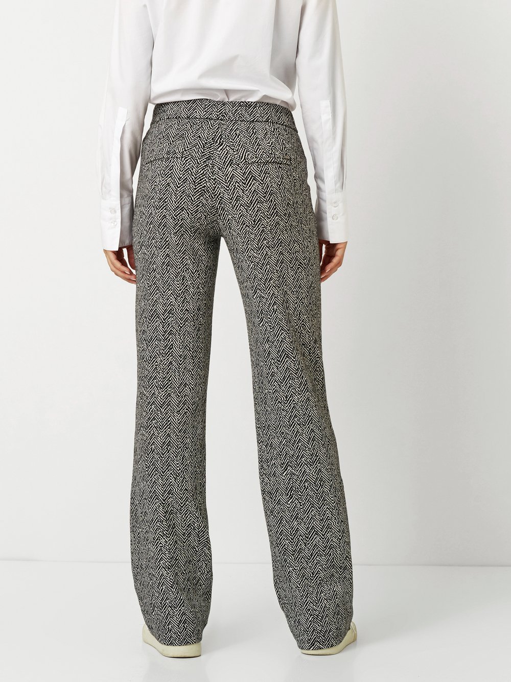 modisch-bequeme Damen-Schlupfhose "Jenny Wide Leg" im Heringbone-Dessin aus softem Baumwoll-Mix-Jersey