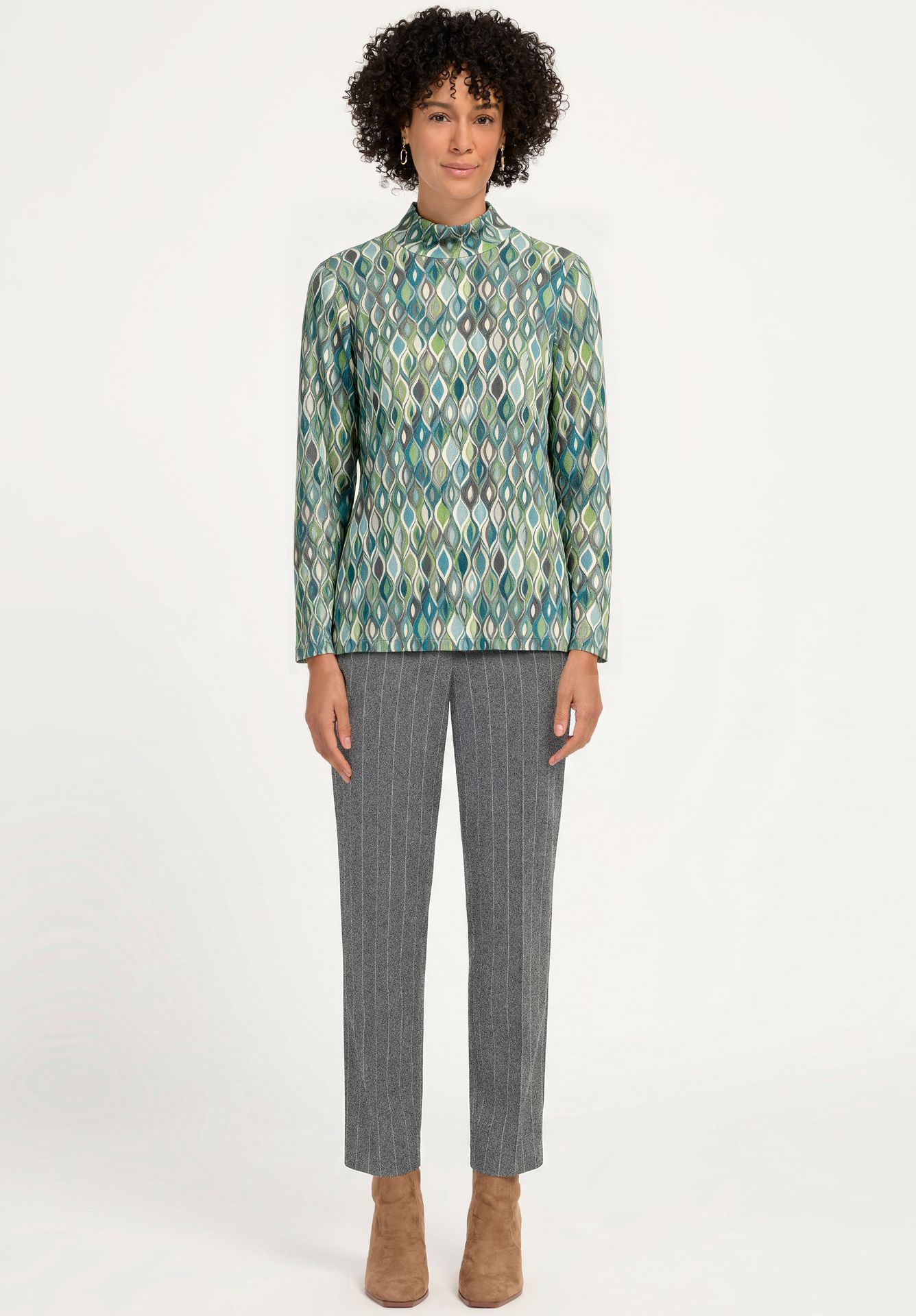 Langarm-Shirt "GRETA" mit Allover-Print aus Baumwoll-Jersey