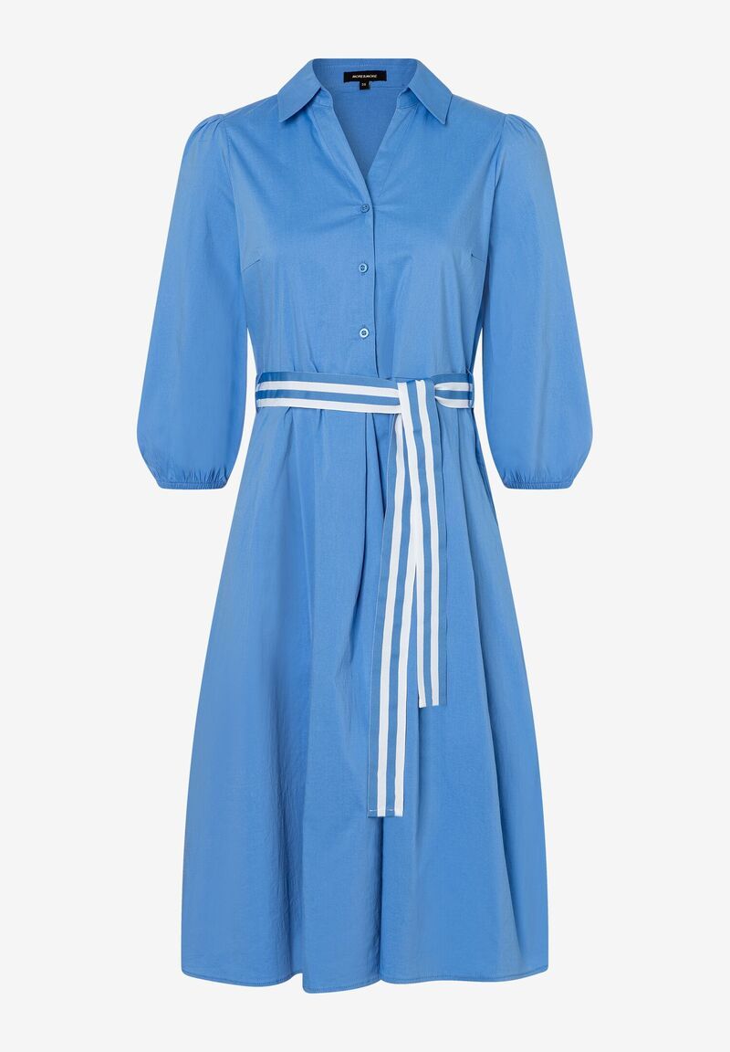 Hemdblusenkleid mit kontrastfarbenem Bindegürtel